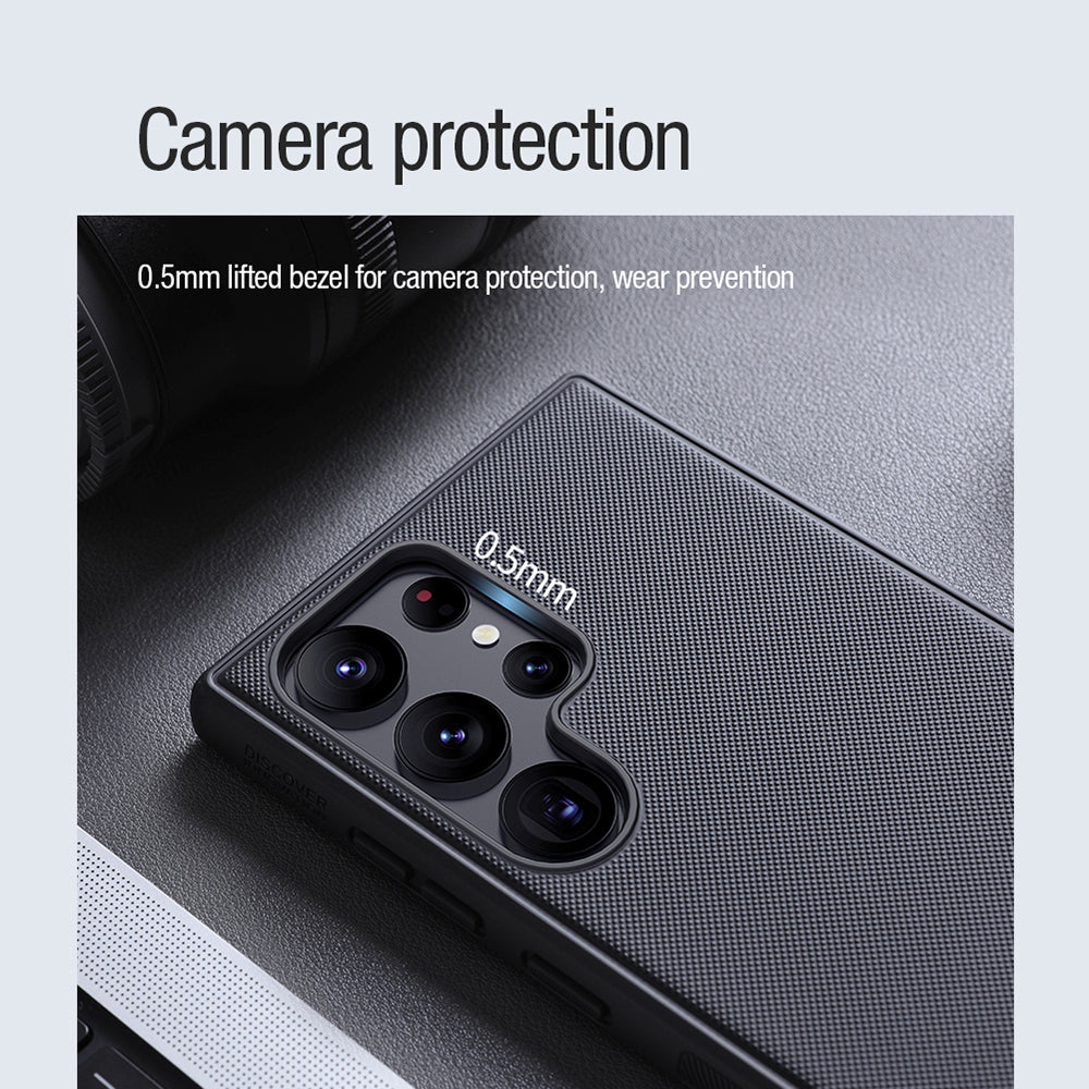NILLKIN Frosted Shield Pro for Samsung Galaxy S23 Ultra Matte Phone Case PC + TPU Shockproof Hybrid Cover with Car Mount Metal Sheet