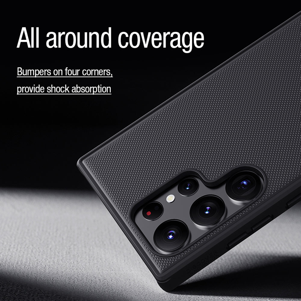 NILLKIN Frosted Shield Pro for Samsung Galaxy S23 Ultra Matte Phone Case PC + TPU Shockproof Hybrid Cover with Car Mount Metal Sheet