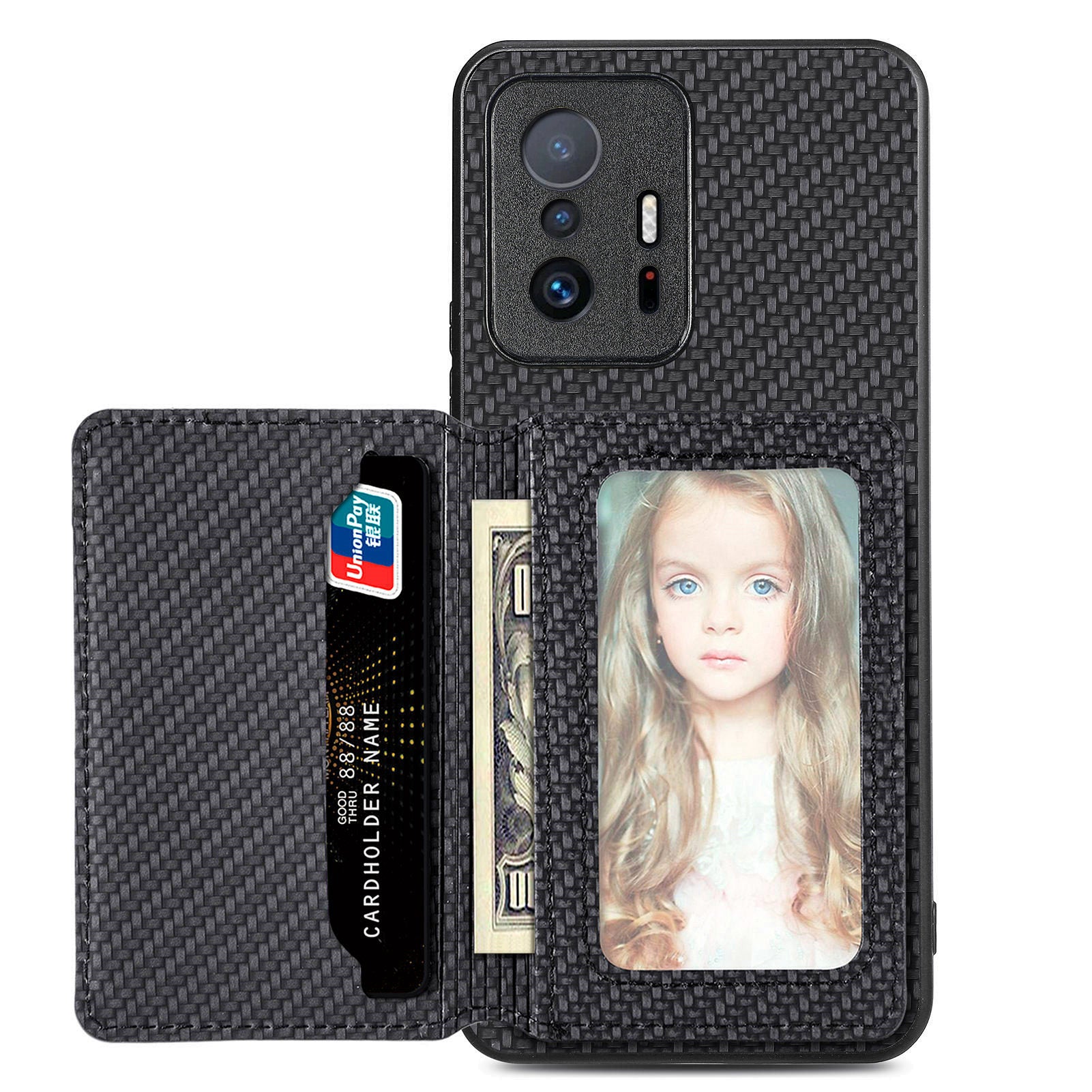 For Xiaomi 11T 5G 11T Pro 5G PU Leather Coated PC TPU Carbon Fiber Texture RFID Blocking Phone Case Wallet Kickstand Magnetic Shockproof Phone Cover