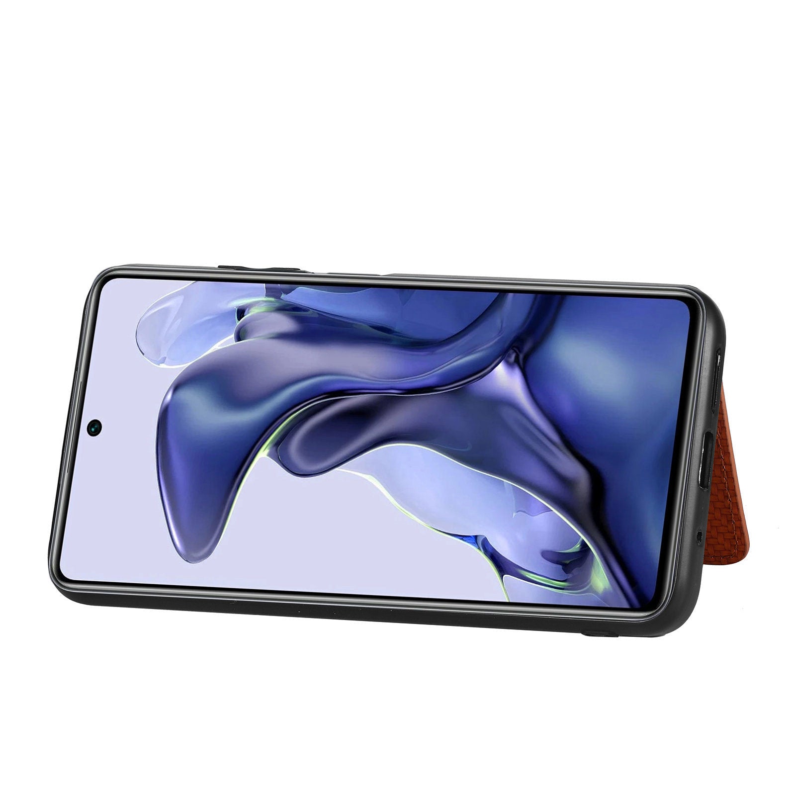 For Xiaomi 11T 5G 11T Pro 5G PU Leather Coated PC TPU Carbon Fiber Texture RFID Blocking Phone Case Wallet Kickstand Magnetic Shockproof Phone Cover