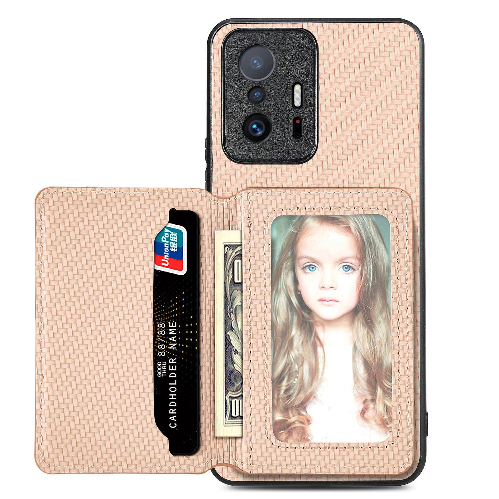 For Xiaomi 11T 5G 11T Pro 5G PU Leather Coated PC TPU Carbon Fiber Texture RFID Blocking Phone Case Wallet Kickstand Magnetic Shockproof Phone Cover