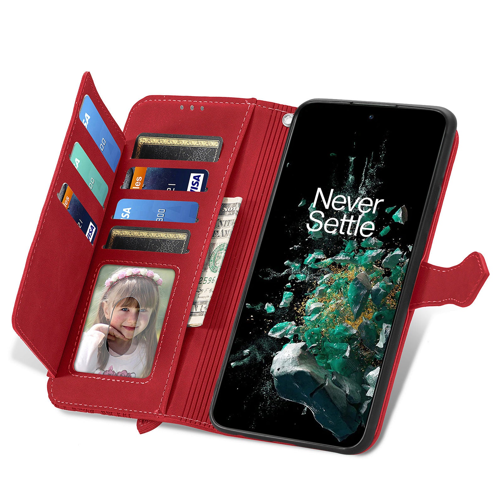 For OnePlus 10T 5G Ace Pro 5G Flower Imprinted Pattern PU Leather Phone Cover Zipper Pocket Wallet Stand Full Protection Smartphone Case