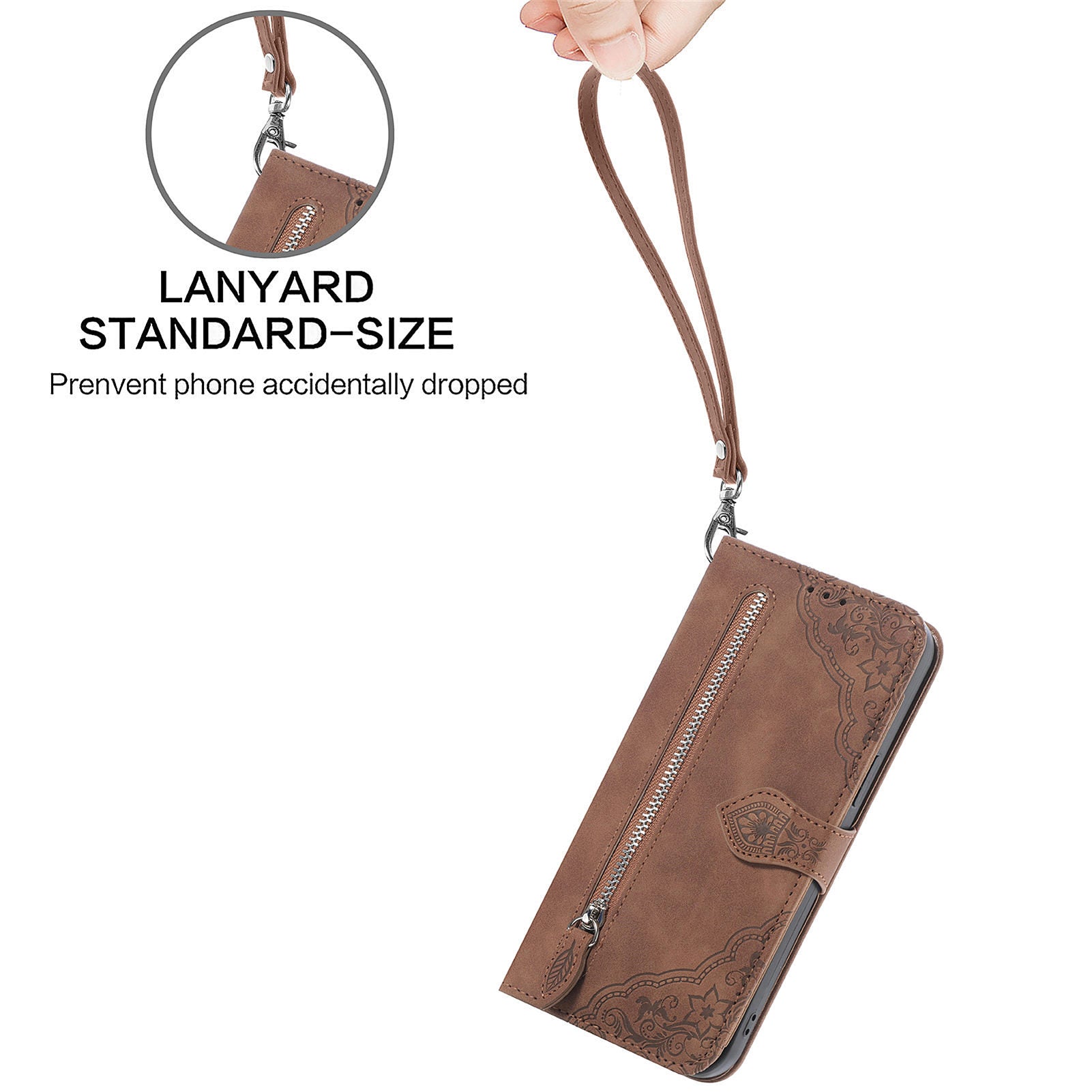 For OnePlus 10T 5G Ace Pro 5G Flower Imprinted Pattern PU Leather Phone Cover Zipper Pocket Wallet Stand Full Protection Smartphone Case