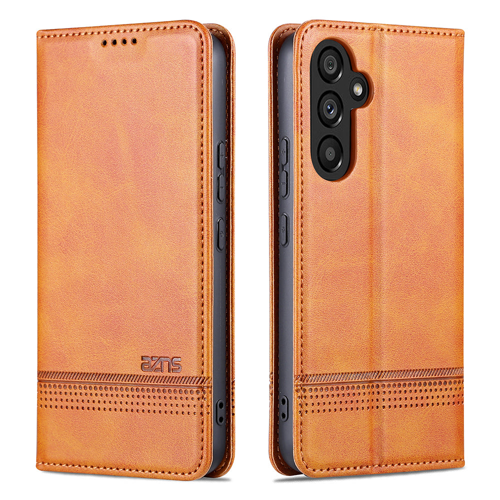 AZNS For Samsung Galaxy A34 5G Anti-drop Cowhide Texture Phone Case Stand Wallet PU Leather Magnetic Auto-absorbed Protective Folio Flip Phone Cover