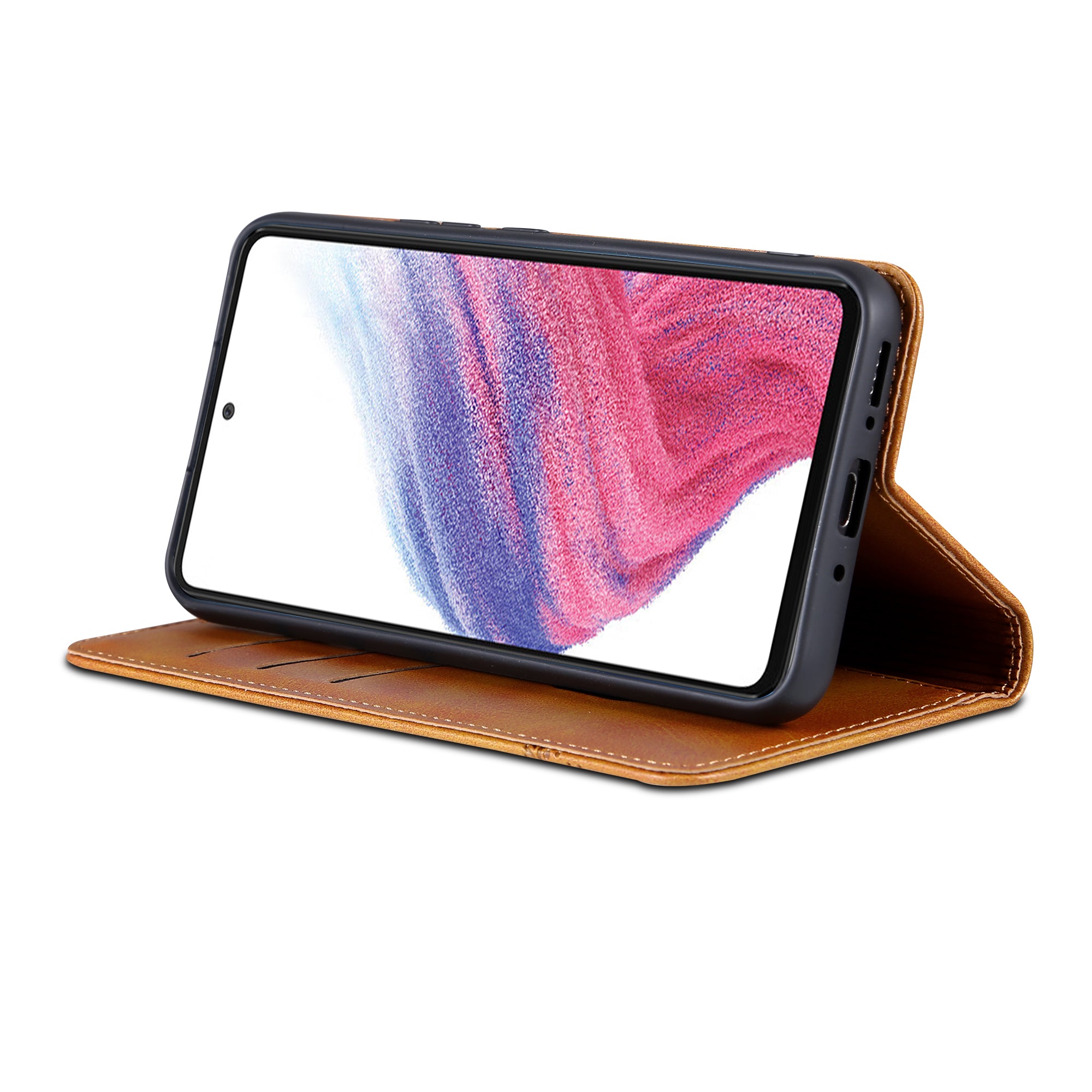 AZNS For Samsung Galaxy A34 5G Anti-drop Cowhide Texture Phone Case Stand Wallet PU Leather Magnetic Auto-absorbed Protective Folio Flip Phone Cover