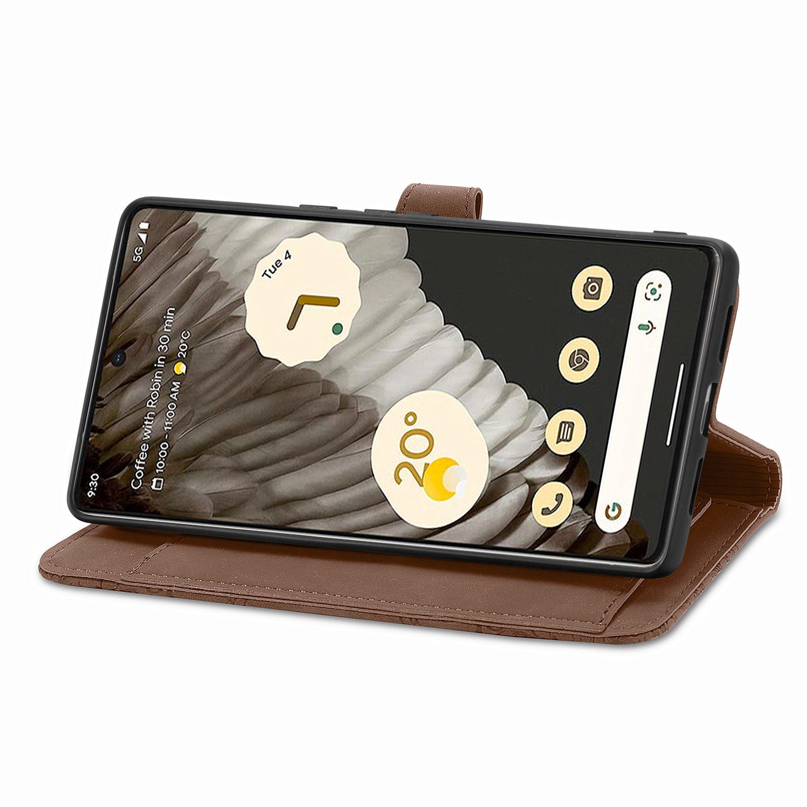 Non-slip Phone Case For Google Pixel 7 Pro 5G Flower Imprinted Pattern Drop-proof PU Leather Zipper Pocket Cell Phone Cover Stand Wallet