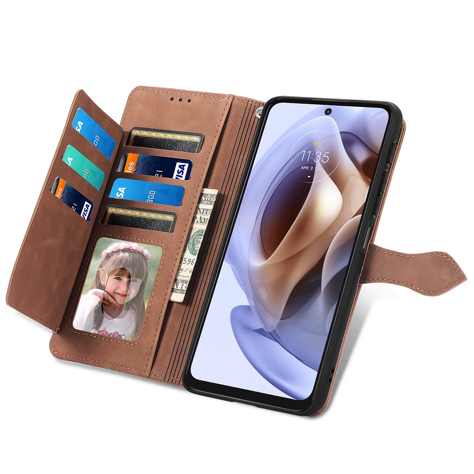 PU kožený kryt telefonu pro Motorola Moto G31 4G G41 4G květinový vzor Kapsa na zip Flipové pouzdro odolné proti poškrábání se stojánkem na peněženku