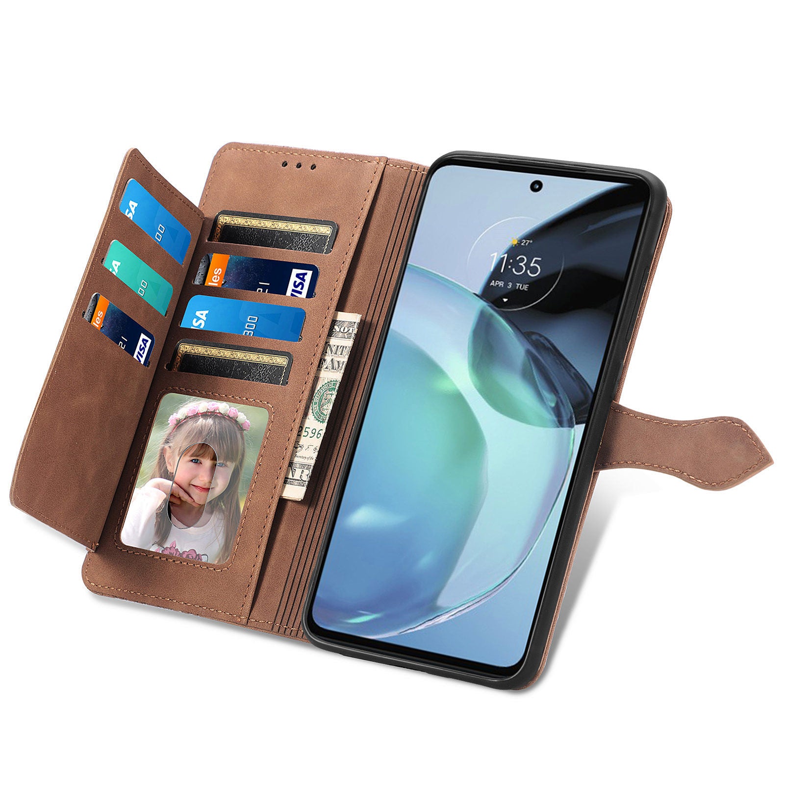 Pro Motorola Moto G72 4G Květinový vzor s potiskem Kapsa na zip Kryt mobilního telefonu Stojánek Nárazuvzdorný Flip Kožená Peněženka