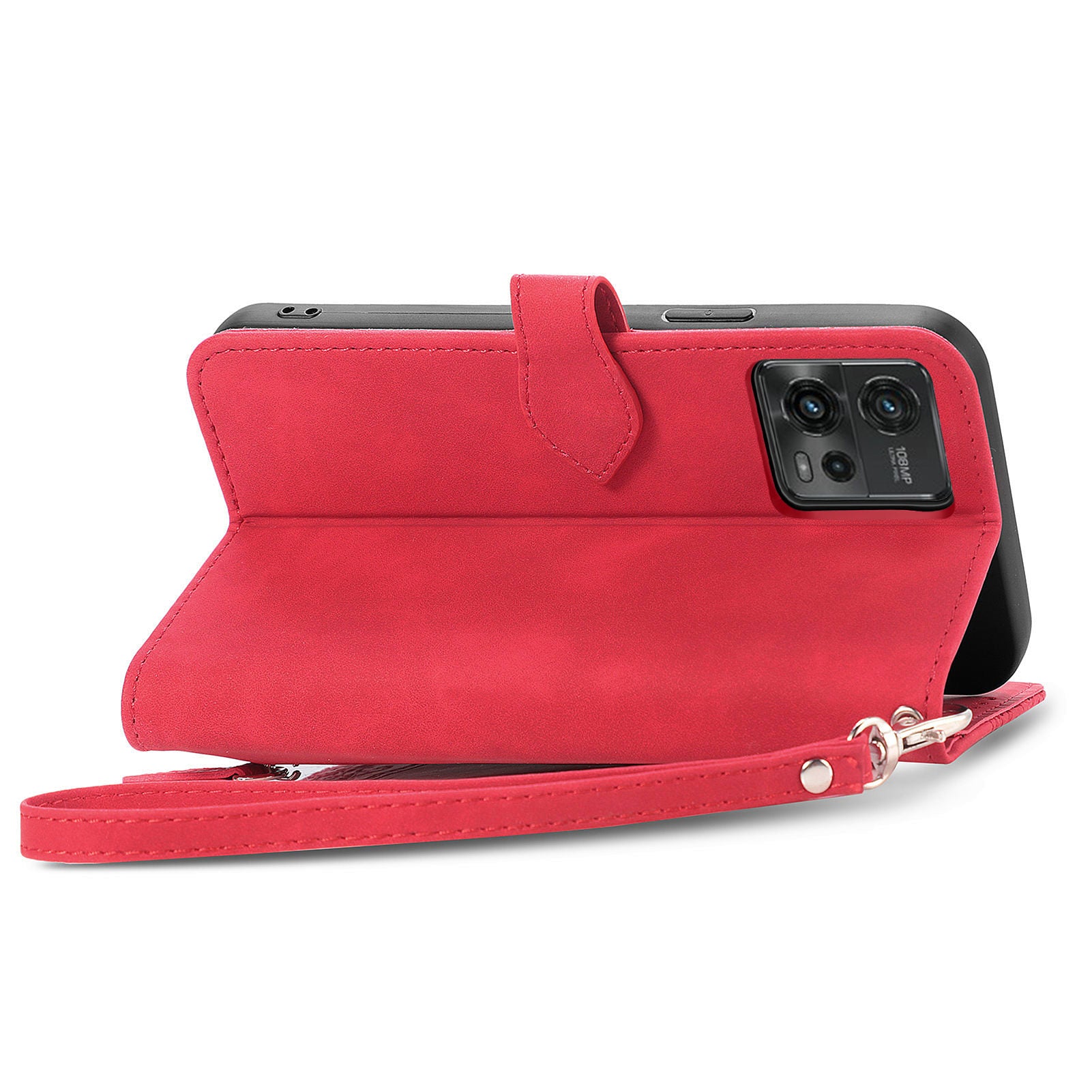 Pro Motorola Moto G72 4G Květinový vzor s potiskem Kapsa na zip Kryt mobilního telefonu Stojánek Nárazuvzdorný Flip Kožená Peněženka