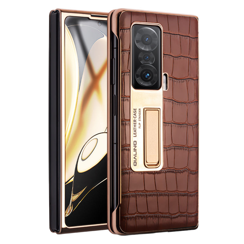 QIALINO Phone Case for Honor Magic V Shockproof Hard PC Cover Anti-Drop View Window Phone Case with Kickstand