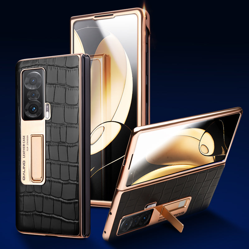 QIALINO Phone Case for Honor Magic V Shockproof Hard PC Cover Anti-Drop View Window Phone Case with Kickstand