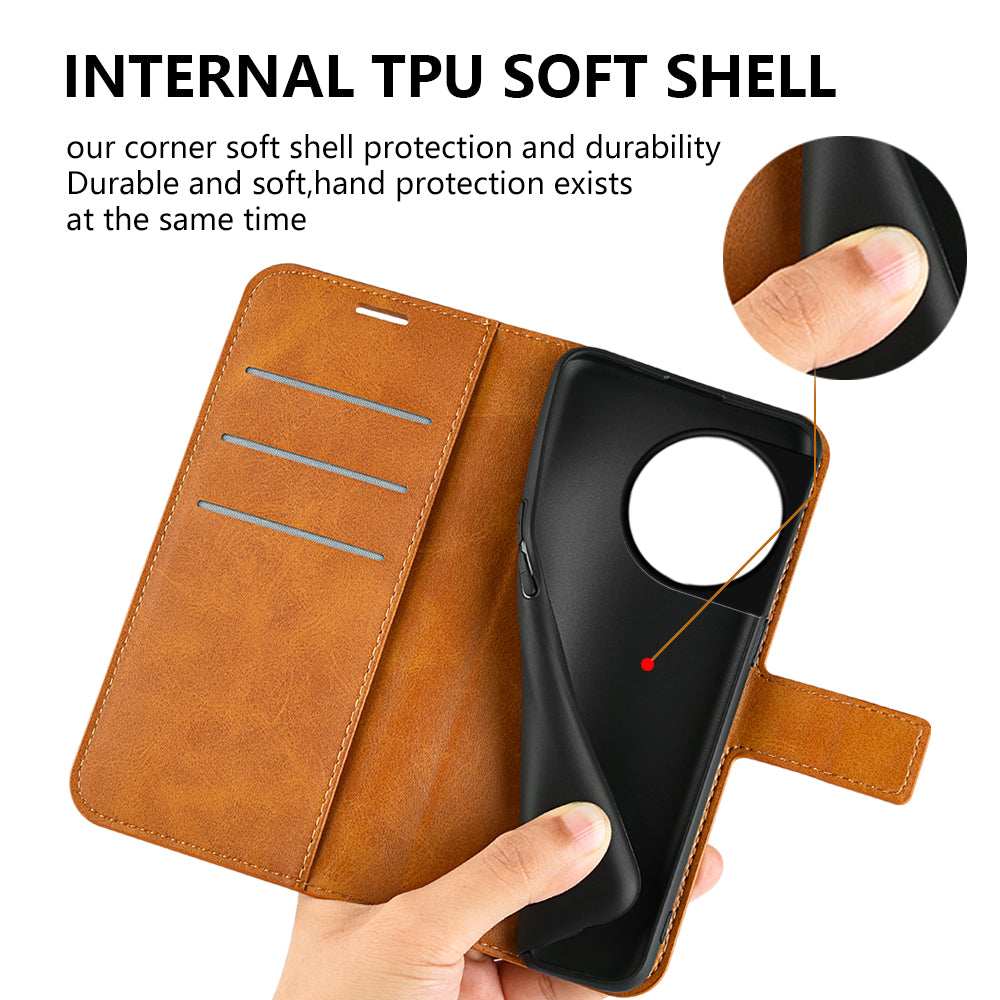 Shockproof Phone Case For OnePlus 11 5G PU Leather Stand Wallet Calf Texture Square Magnetic Clasp Phone Cover