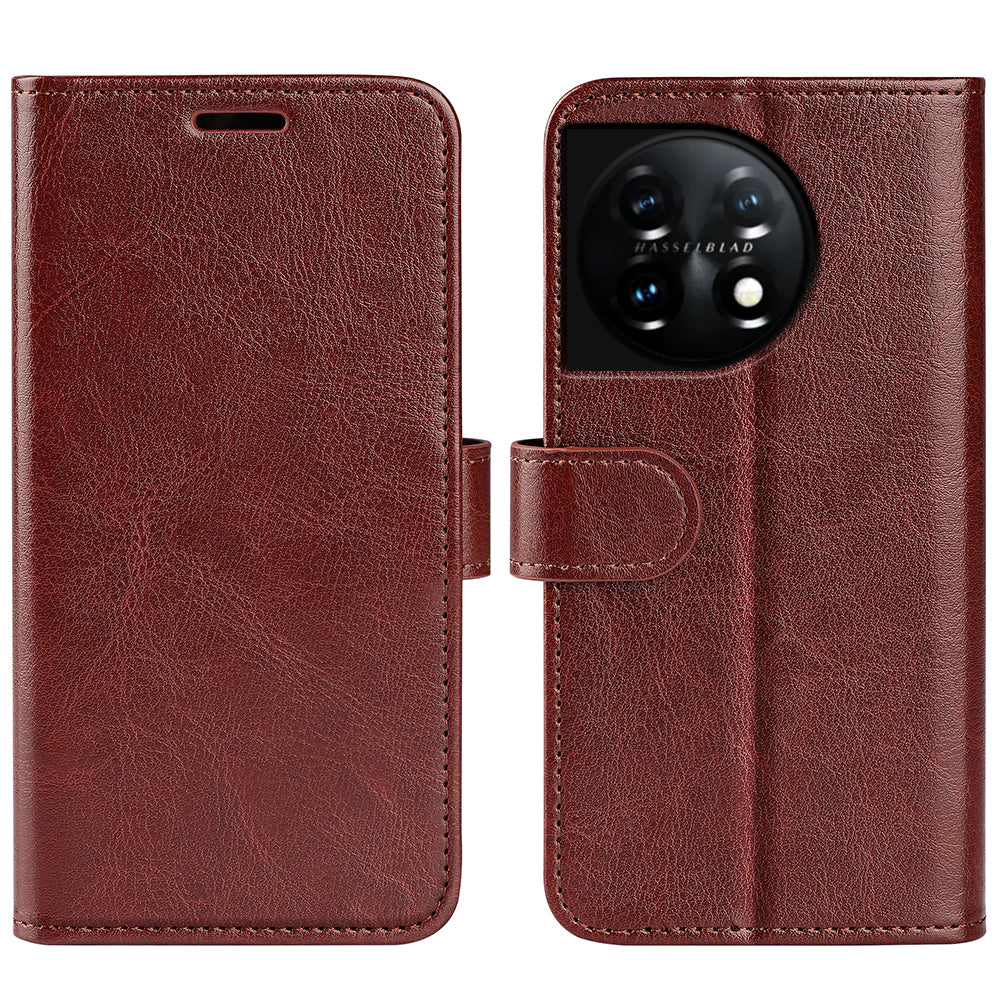 For OnePlus 11 5G Full Protection Crazy Horse Texture PU Leather Magnetic Phone Case Stand Wallet Flip Phone Cover