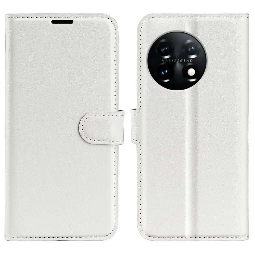 Phone Stand Wallet Cover for OnePlus 11 5G Litchi Texture Book Style PU Leather Phone Flip Case