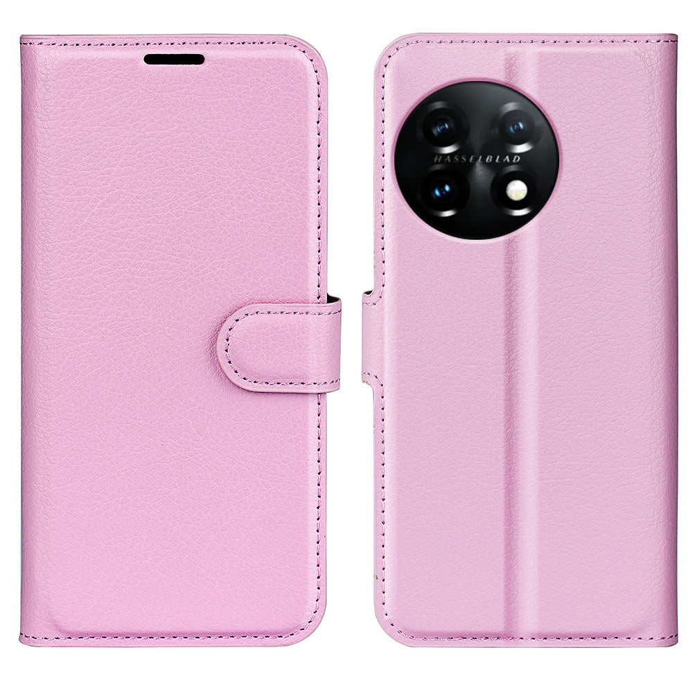 Phone Stand Wallet Cover for OnePlus 11 5G Litchi Texture Book Style PU Leather Phone Flip Case