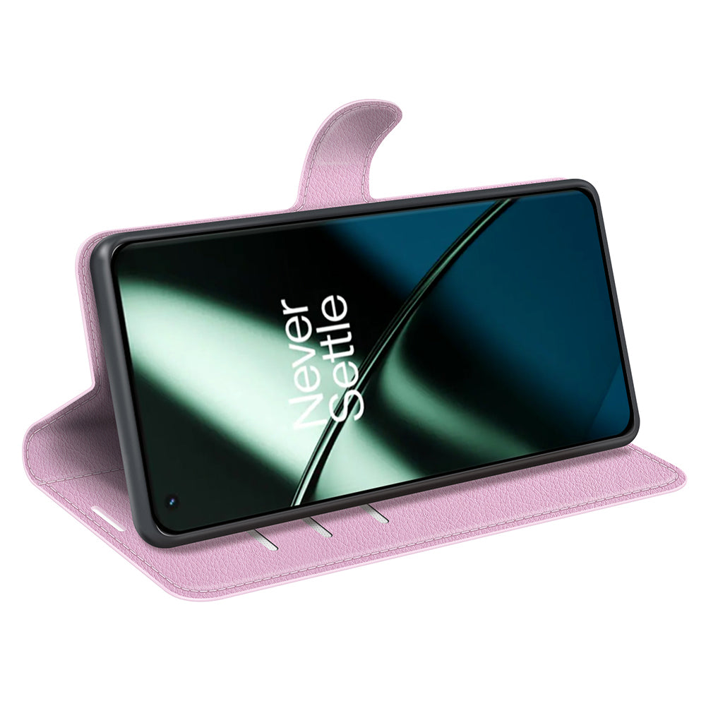 Phone Stand Wallet Cover for OnePlus 11 5G Litchi Texture Book Style PU Leather Phone Flip Case