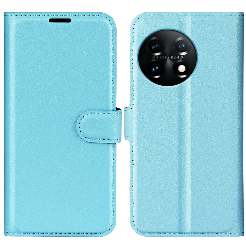 Phone Stand Wallet Cover for OnePlus 11 5G Litchi Texture Book Style PU Leather Phone Flip Case