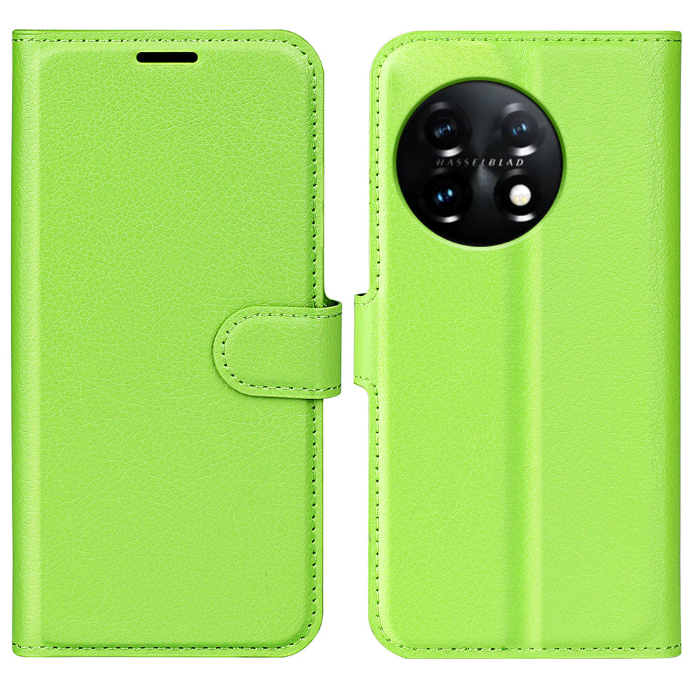 Phone Stand Wallet Cover for OnePlus 11 5G Litchi Texture Book Style PU Leather Phone Flip Case