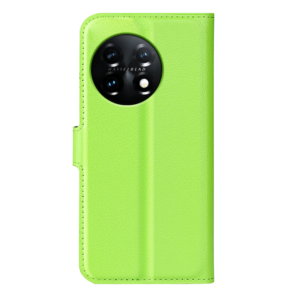 Phone Stand Wallet Cover for OnePlus 11 5G Litchi Texture Book Style PU Leather Phone Flip Case