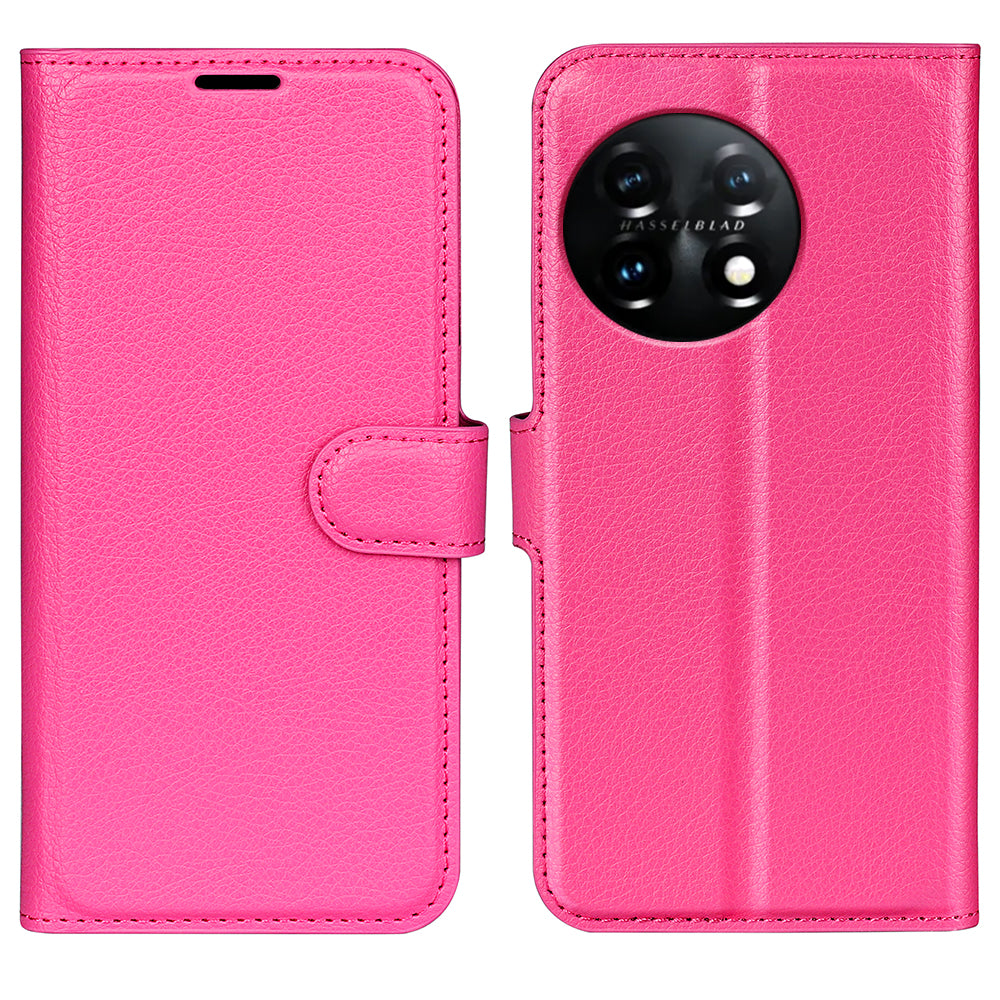 Phone Stand Wallet Cover for OnePlus 11 5G Litchi Texture Book Style PU Leather Phone Flip Case