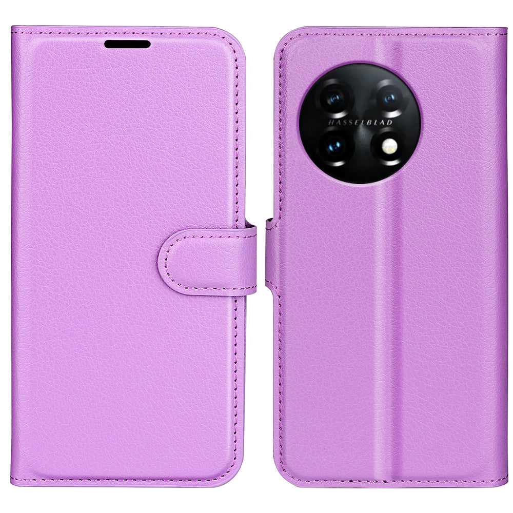 Phone Stand Wallet Cover for OnePlus 11 5G Litchi Texture Book Style PU Leather Phone Flip Case