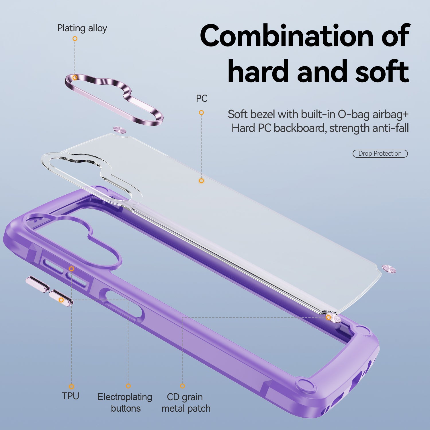 For Samsung Galaxy A14 5G Anti-drop Protective Cover PC TPU Electroplating Anti-scratch Phone Back Case