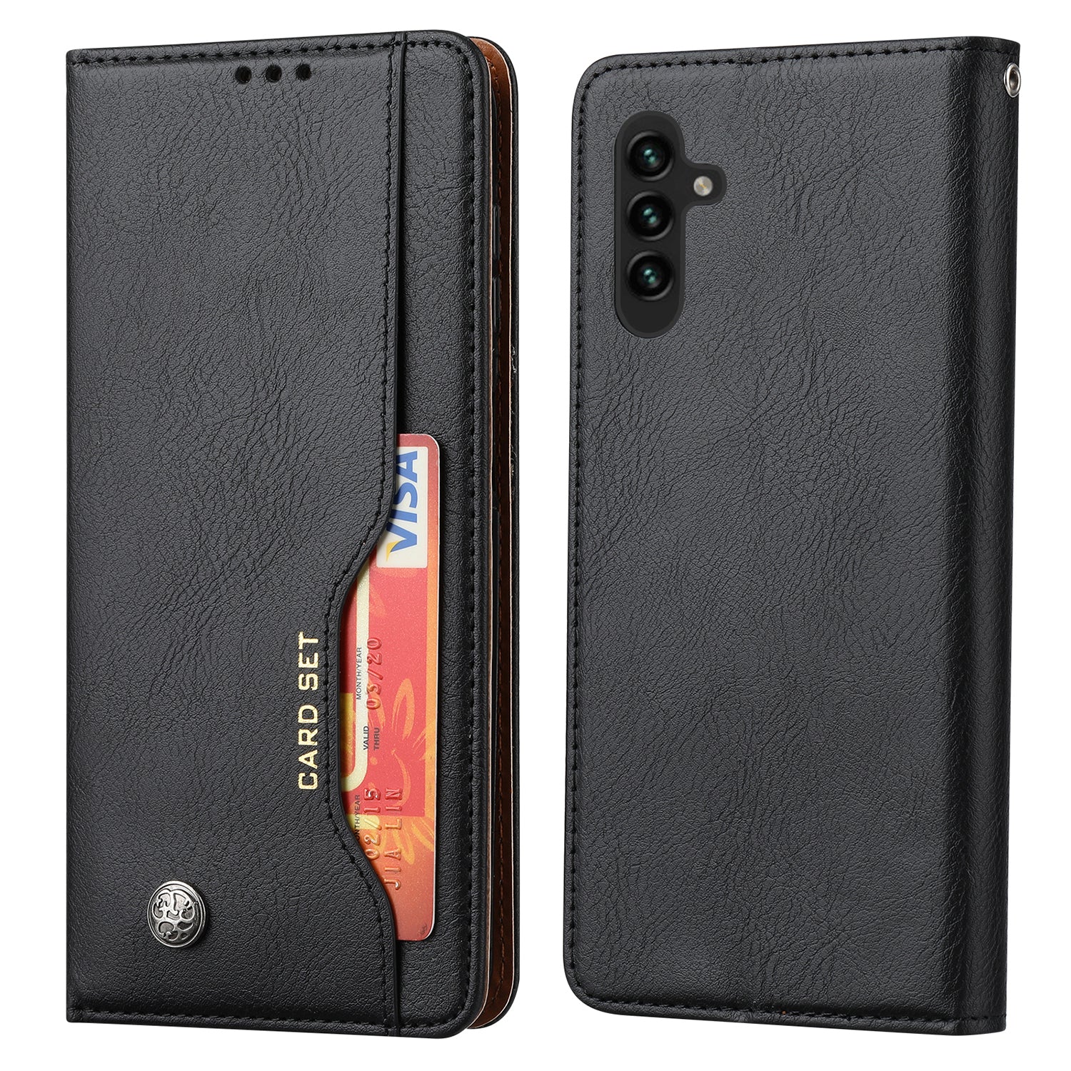 Til Samsung Galaxy A14 5G ydre kortplads PU-læderetui Magnetisk autoabsorberet pungholder telefoncover