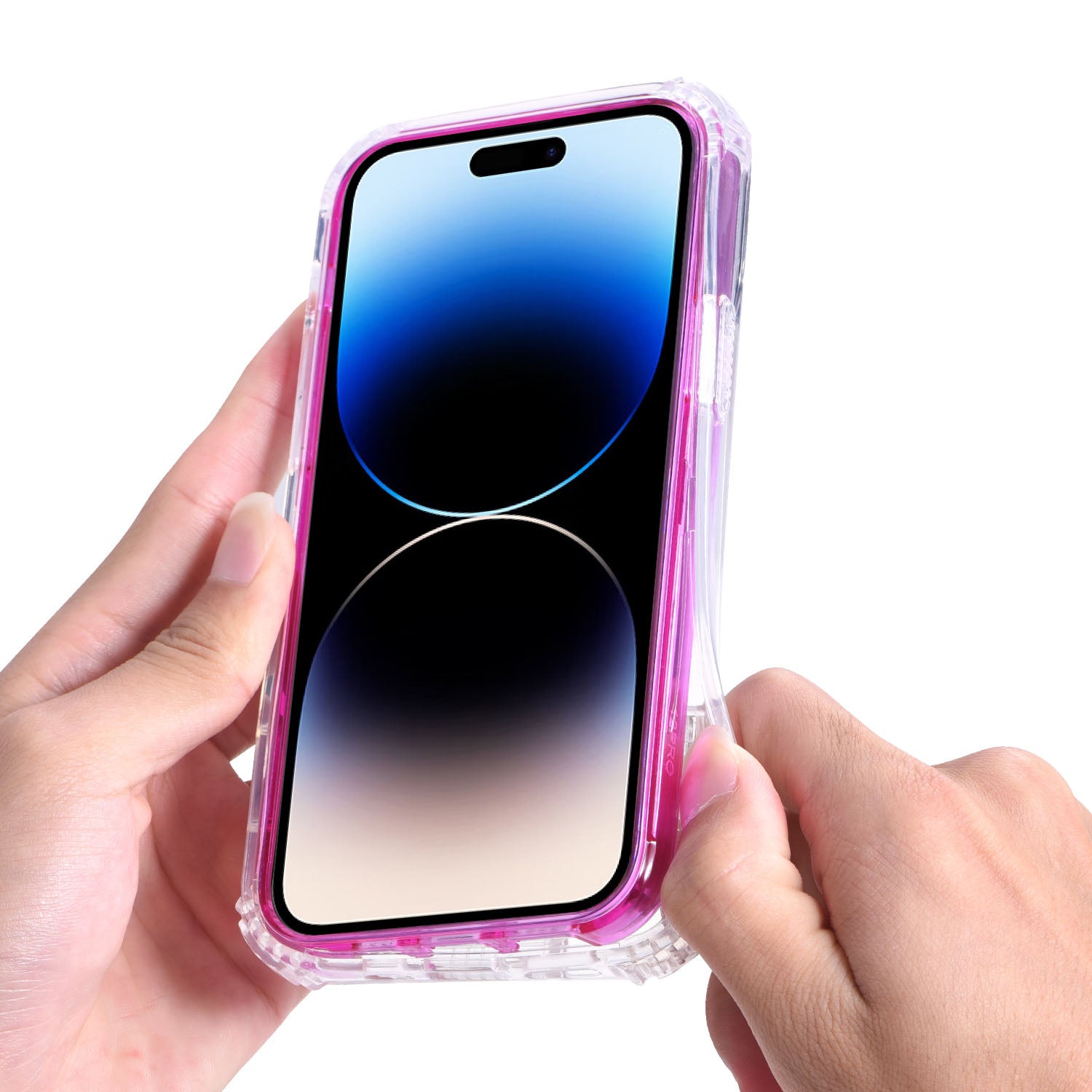 For iPhone 14 Pro Max Transparent Phone Drop-proof Case Hidden Kickstand Design TPU PC Back Cover