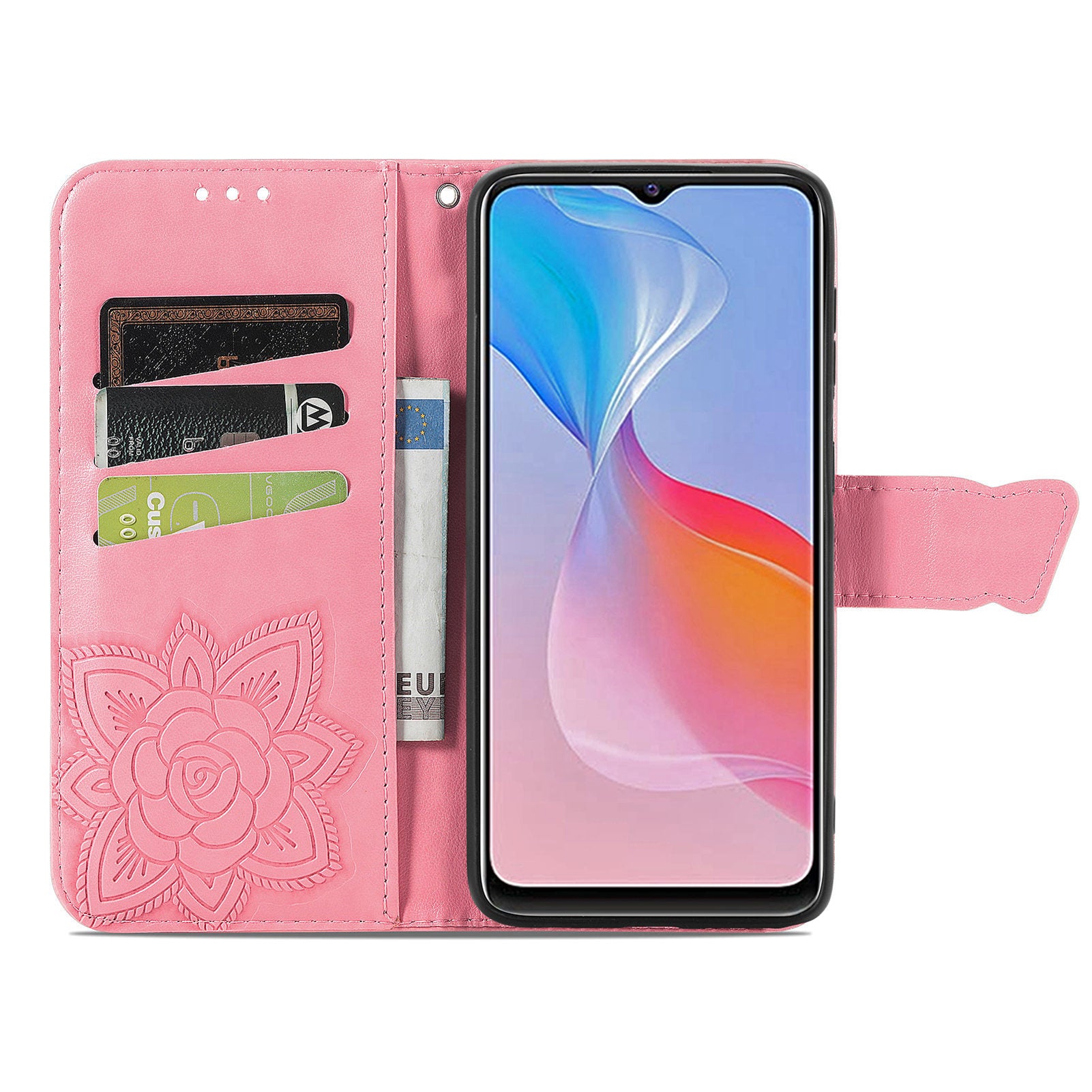 For vivo Y21 Y21s Y33s Anti-drop PU Leather Phone Case Imprinted Butterfly Pattern Stand Wallet Cell Phone Cover