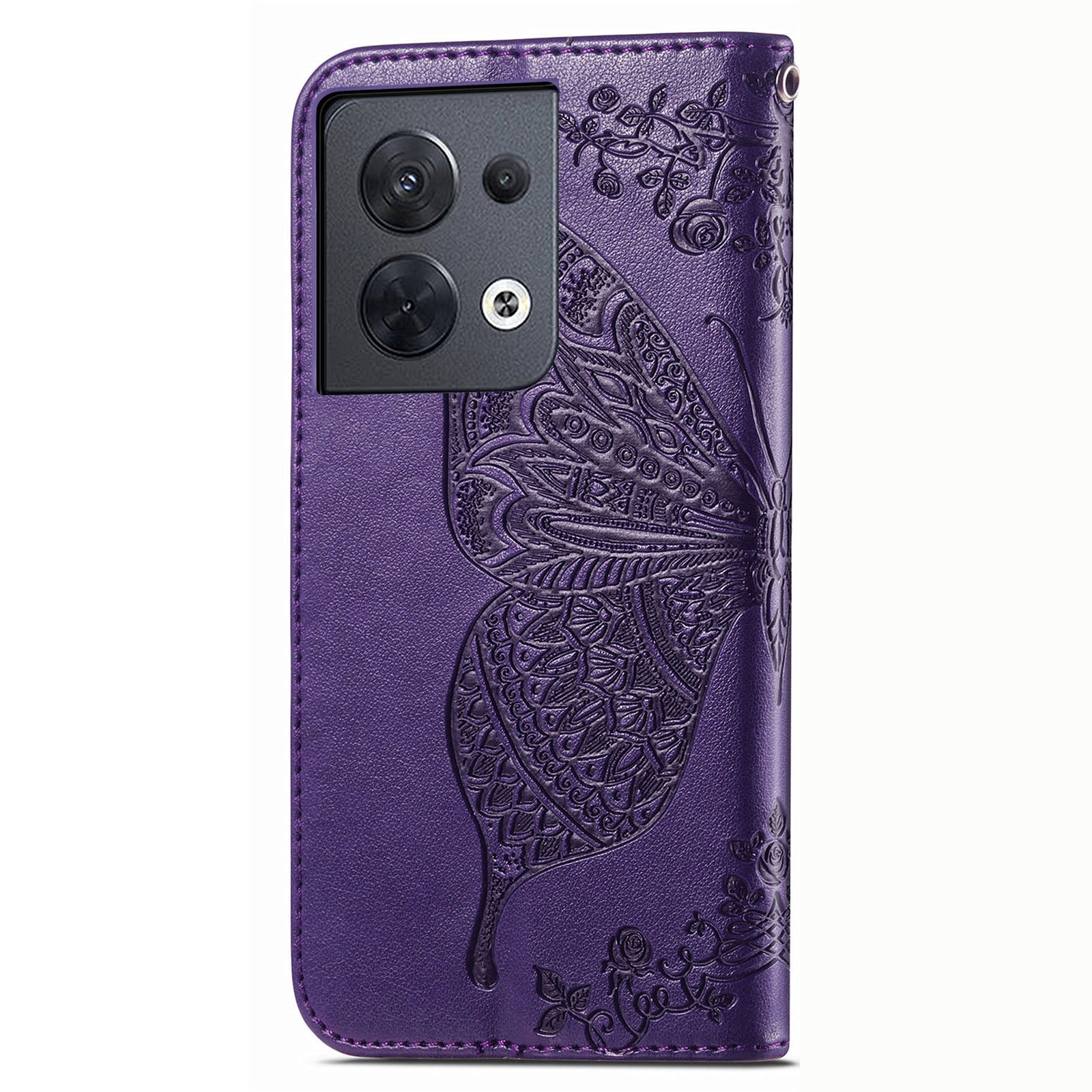For Oppo Reno8 5G (Global Version) PU Leather Anti-drop Phone Case Foldable Stand Imprinted Butterfly Pattern Flip Phone Wallet Cover