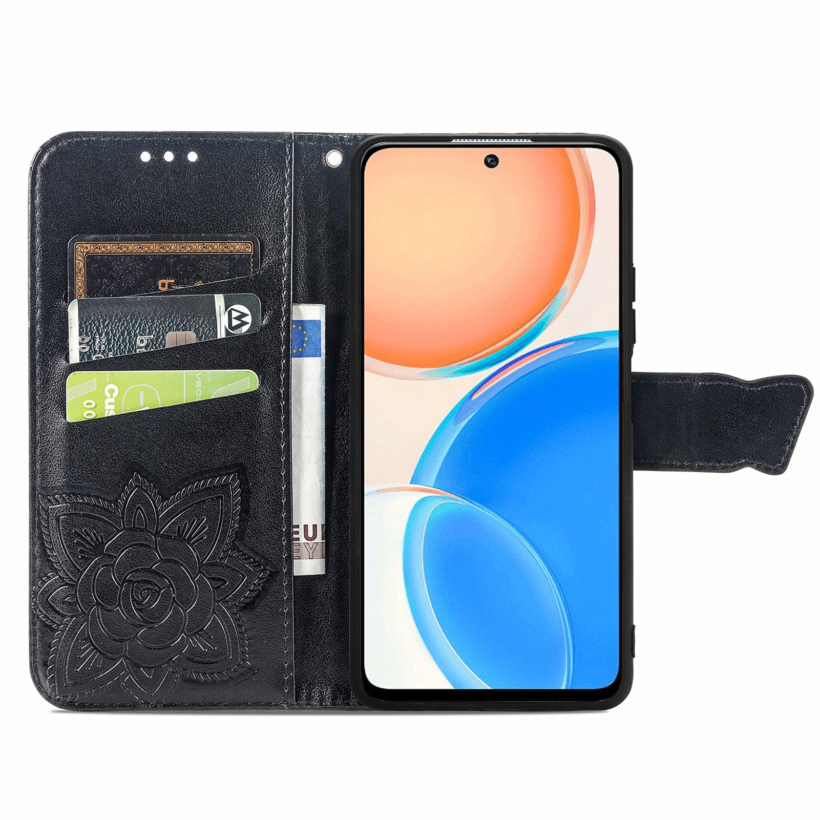 For Honor X8 4G PU læder telefontaske påtrykt sommerfuglemønster Velbeskyttet stativ Pung Flip Magnetisk lukning Telefoncover