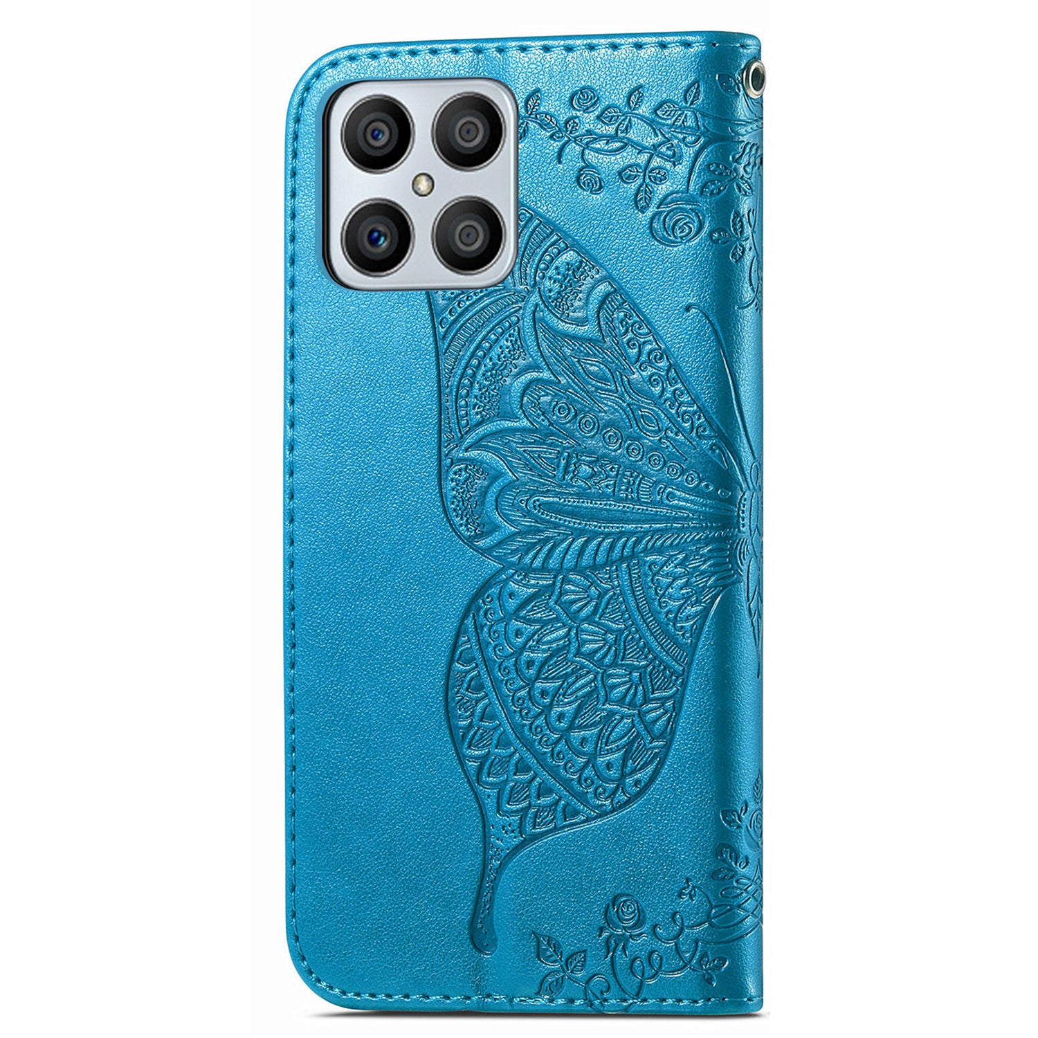 For Honor X8 4G PU læder telefontaske påtrykt sommerfuglemønster Velbeskyttet stativ Pung Flip Magnetisk lukning Telefoncover