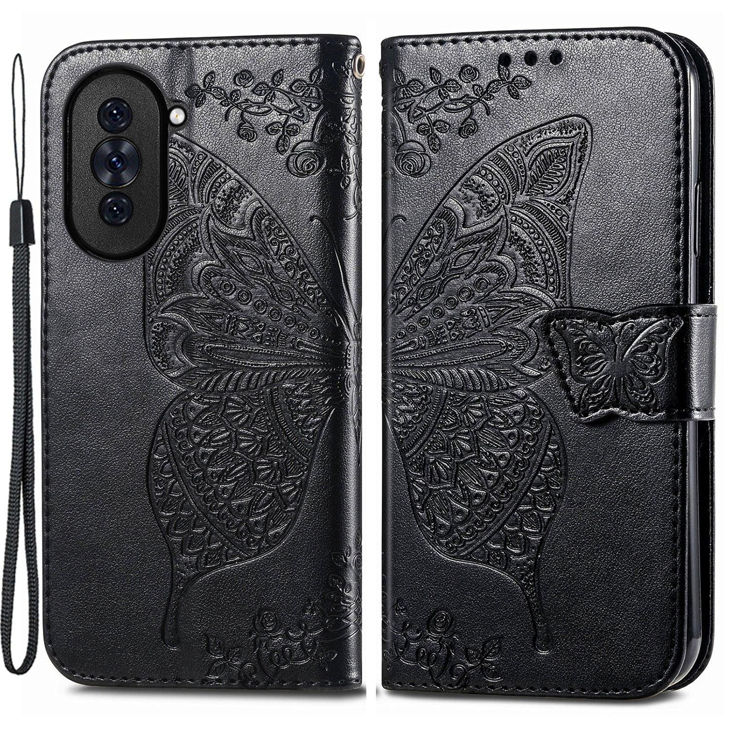 For Huawei nova 10 4G PU Leather Phone Case Imprinted Butterfly Pattern Hands-free Stand Wallet Flip Magnetic Closure Phone Cover