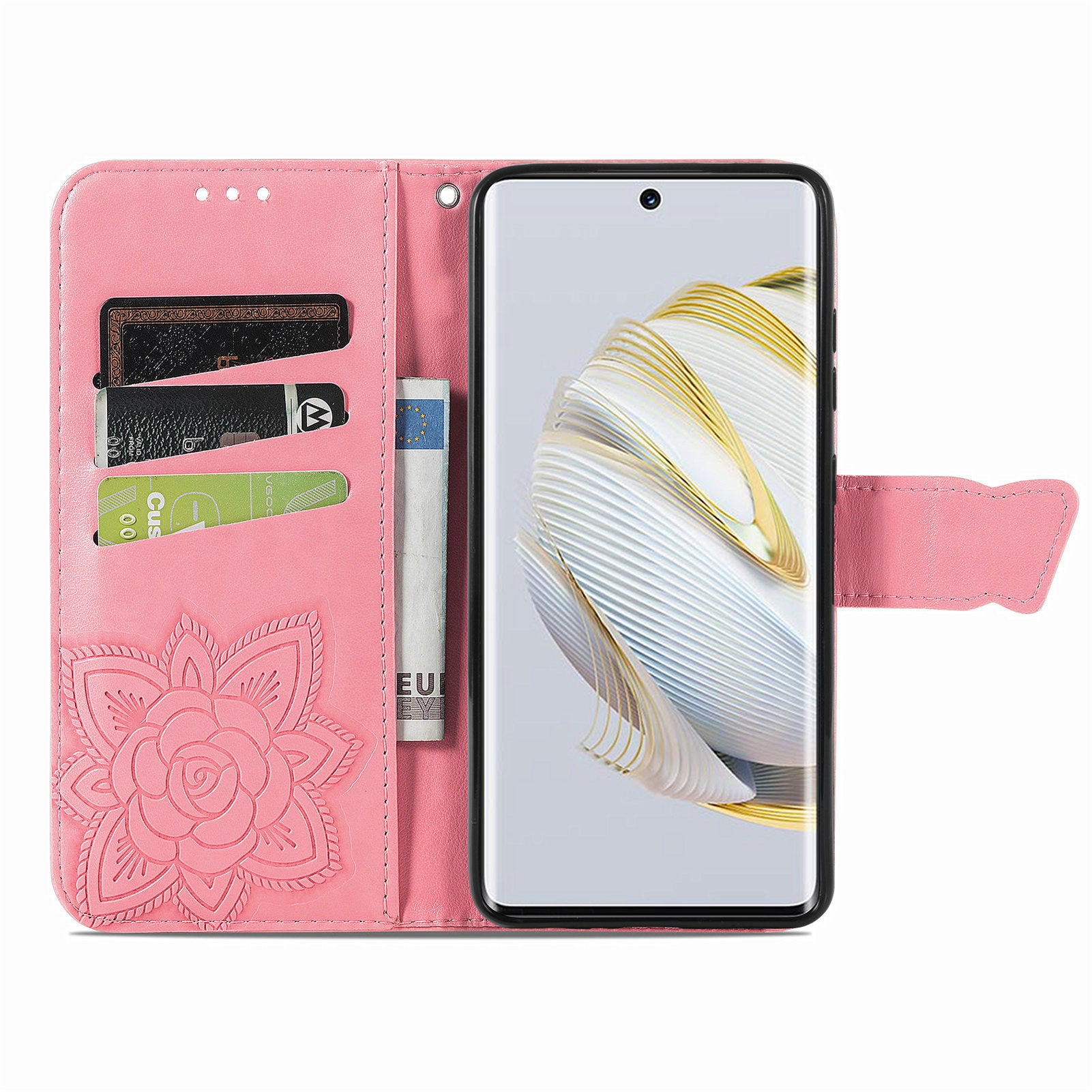 Pro Huawei nova 10 4G PU kožené pouzdro na telefon s potiskem motýlího vzoru Stojánek bez použití rukou Peněženka překlápěcí magnetický kryt na telefon