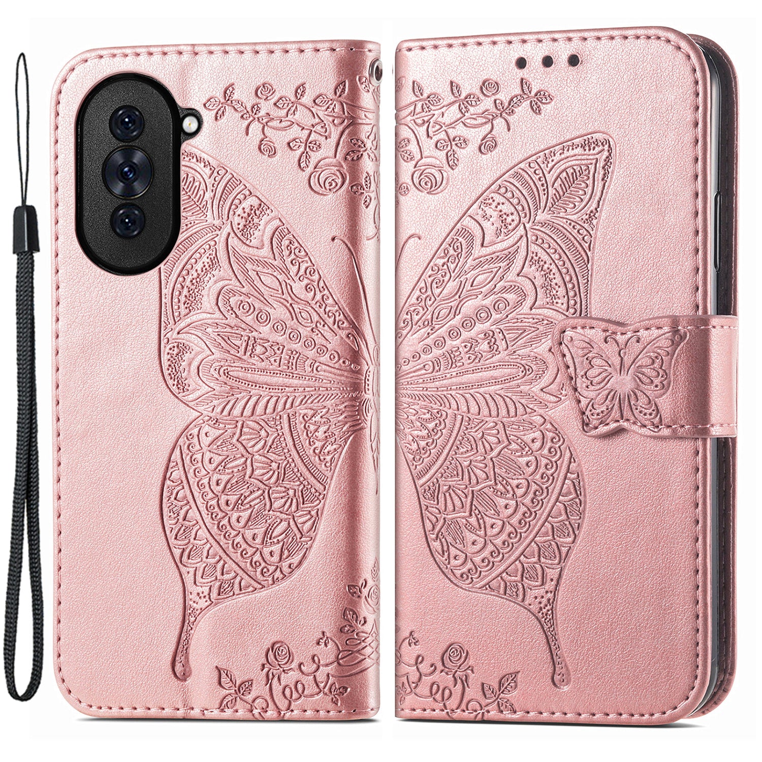Pro Huawei nova 10 4G PU kožené pouzdro na telefon s potiskem motýlího vzoru Stojánek bez použití rukou Peněženka překlápěcí magnetický kryt na telefon
