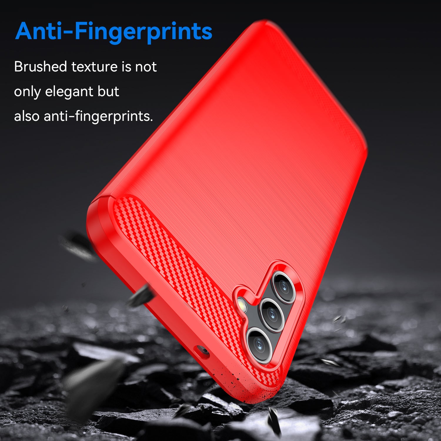 For Samsung Galaxy A14 4G / 5G Flexible TPU Phone Back Cover Brushed Carbon Fiber Texture Drop Protection Phone Case