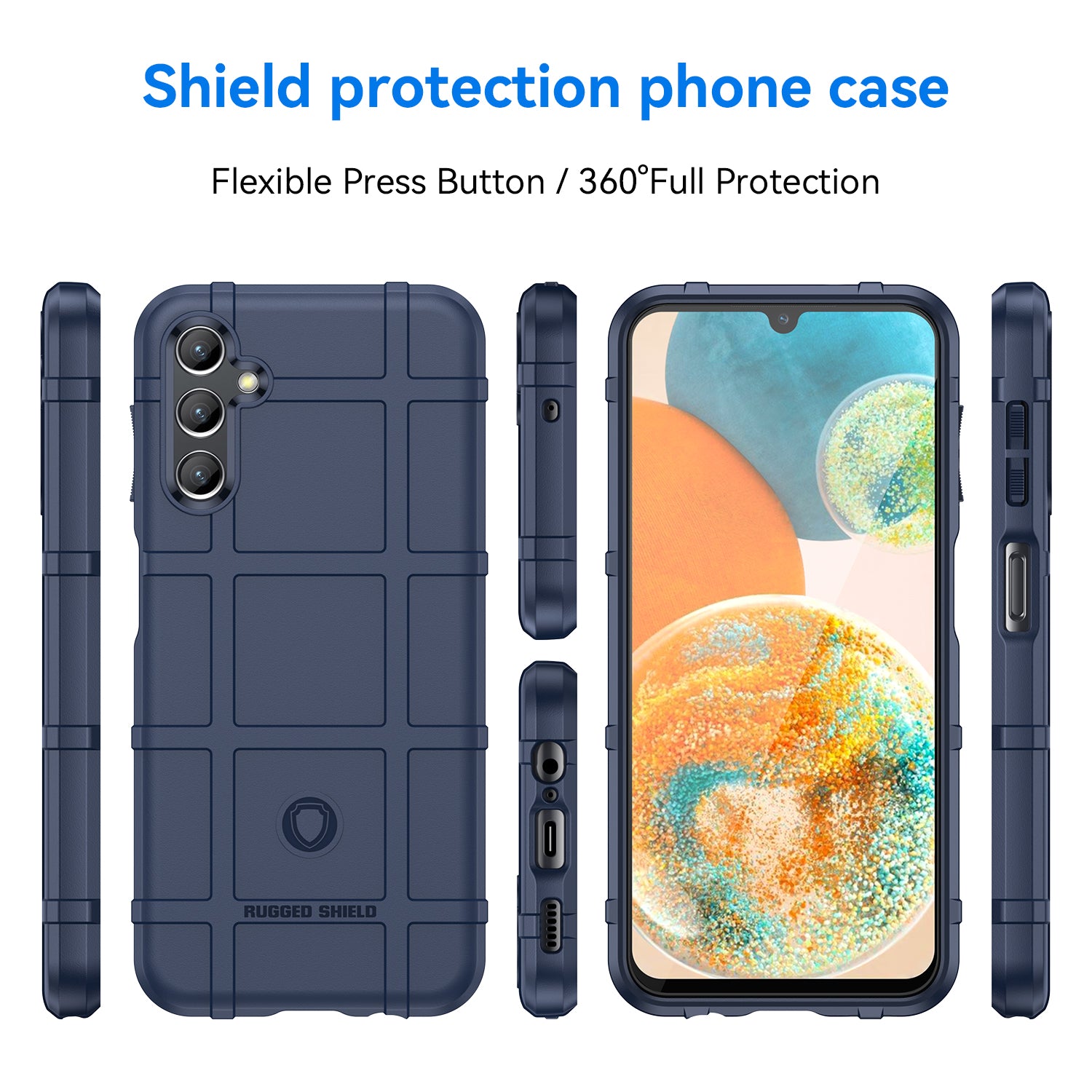 Ochranné pouzdro na chytrý telefon pro Samsung Galaxy A14 4G / 5G odolné proti pádu Rugged Square Grid Texture Shockproof Soft TPU Case