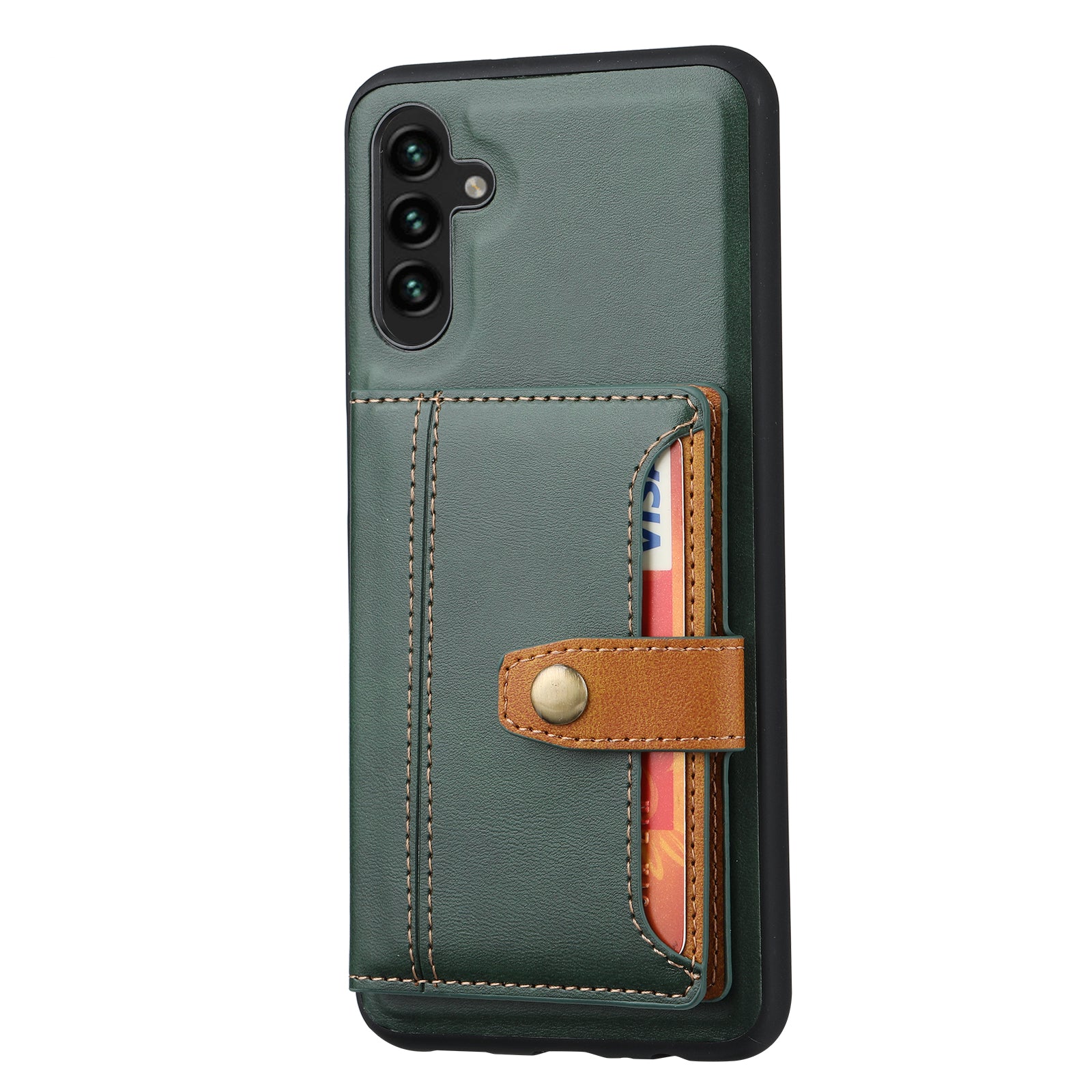 For Samsung Galaxy A14 5G Calf Texture Phone Case Card Slots Kickstand PU Leather Coated TPU Well-protected Protective Back Cover