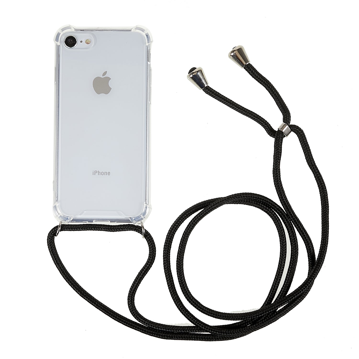 Phone Back Cover for iPhone 7/8/SE (2020)/SE (2022) HD Clear Four Corner Shockproof TPU Case with Lanyard