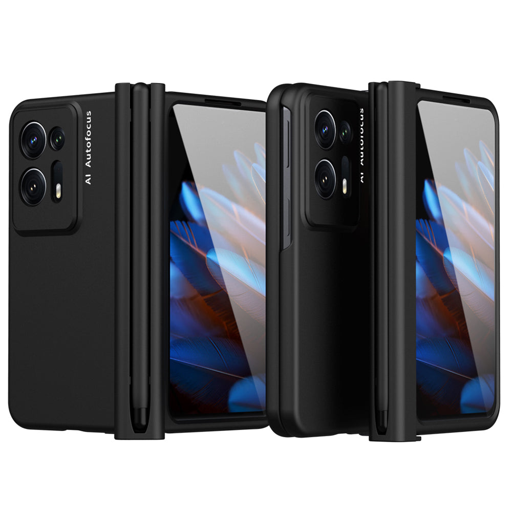 Hard PC Phone Case for Oppo Find N2 5G Pen Slot Magnetic Hinge Cover with Tempered Glass Screen Film