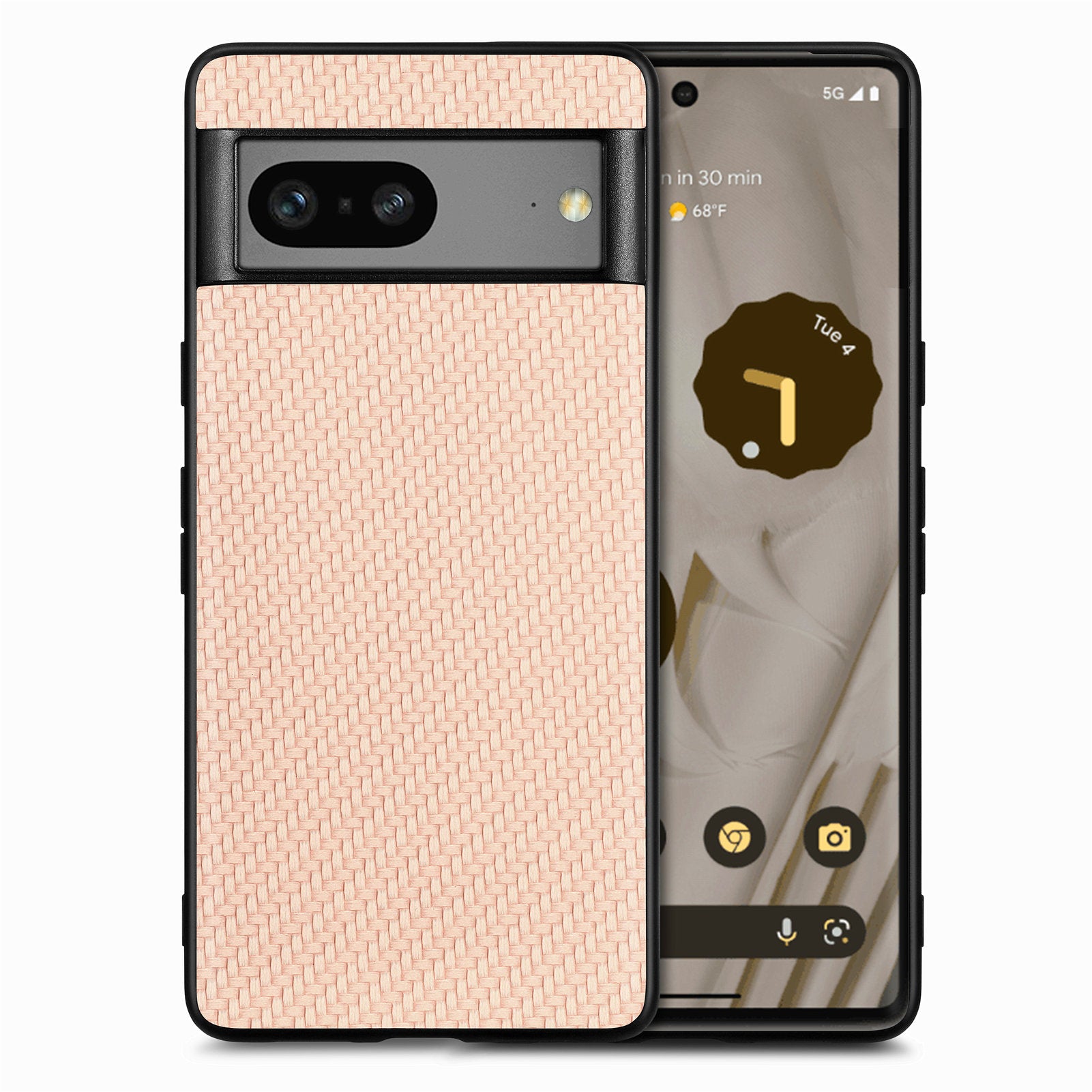For Google Pixel 7a 5G Carbon Fiber Texture Phone Back Case PU Leather Coated PC TPU Shockproof Cover