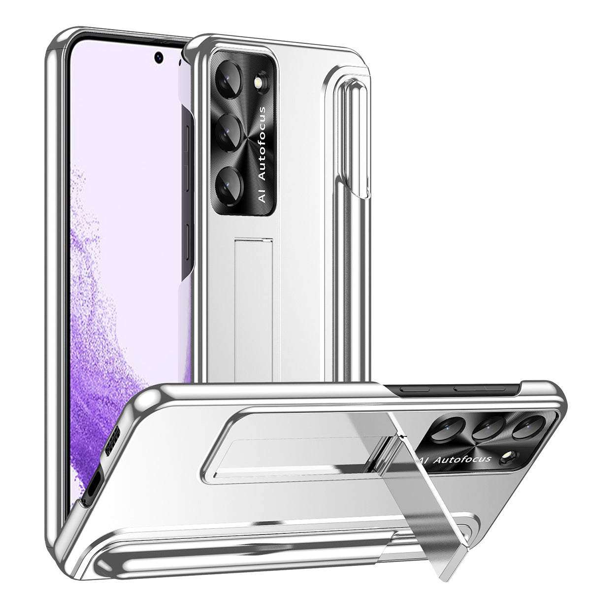 For Samsung Galaxy S23 Anti-drop PC Back Cover Kickstand Pen Slot Design Phone Protective Case with Stylus Pen