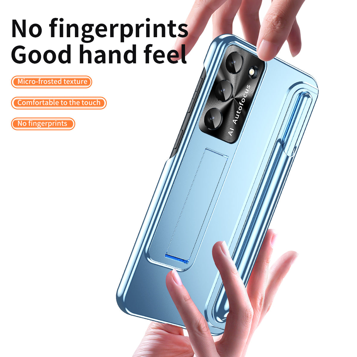 For Samsung Galaxy S23 Hidden Kickstand Pen Slot Design Protective Case PC Shockproof Phone Back Cover with Stylus Pen