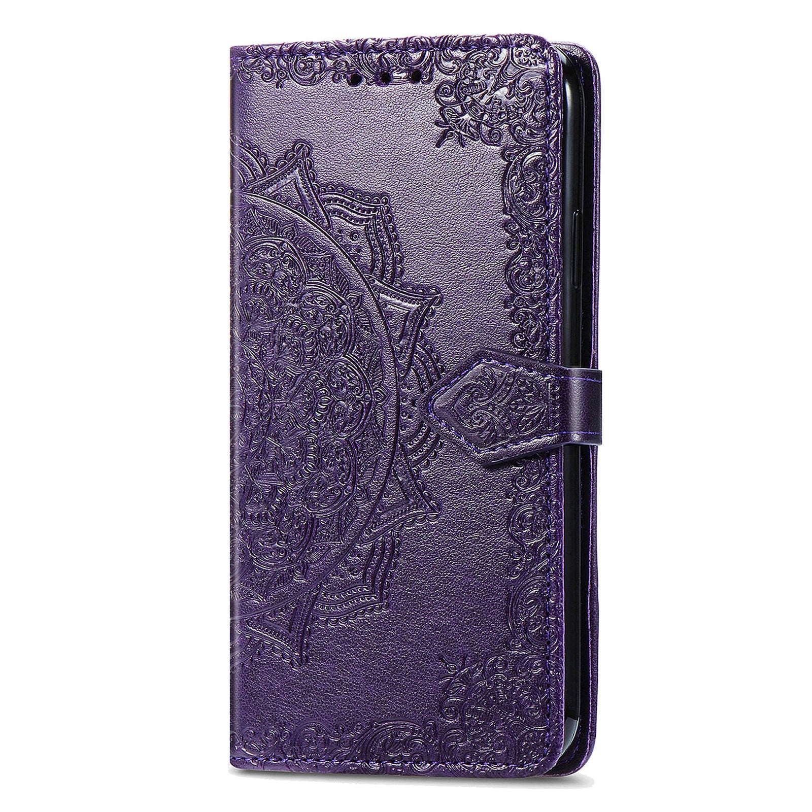 Anti-fall Phone Cover For Google Pixel 7a Magnetic Clasp PU Leather Flip Leather Wallet Case Stand Embossed Mandala Pattern Phone Shell