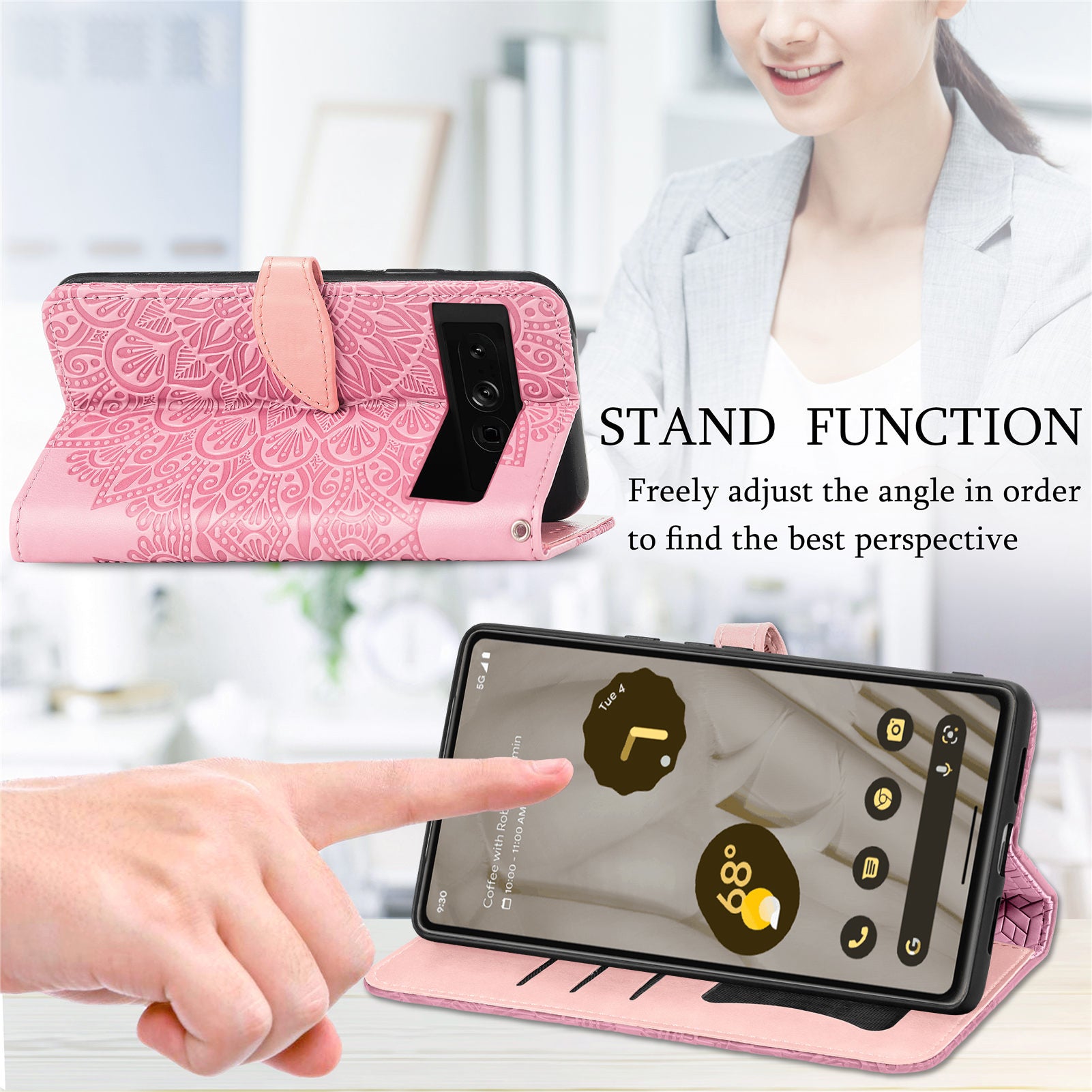 For Google Pixel 7a Imprinted Dream Wings Series PU Leather Shockproof Phone Case Stand Wallet Magnetic Clasp Phone Cover