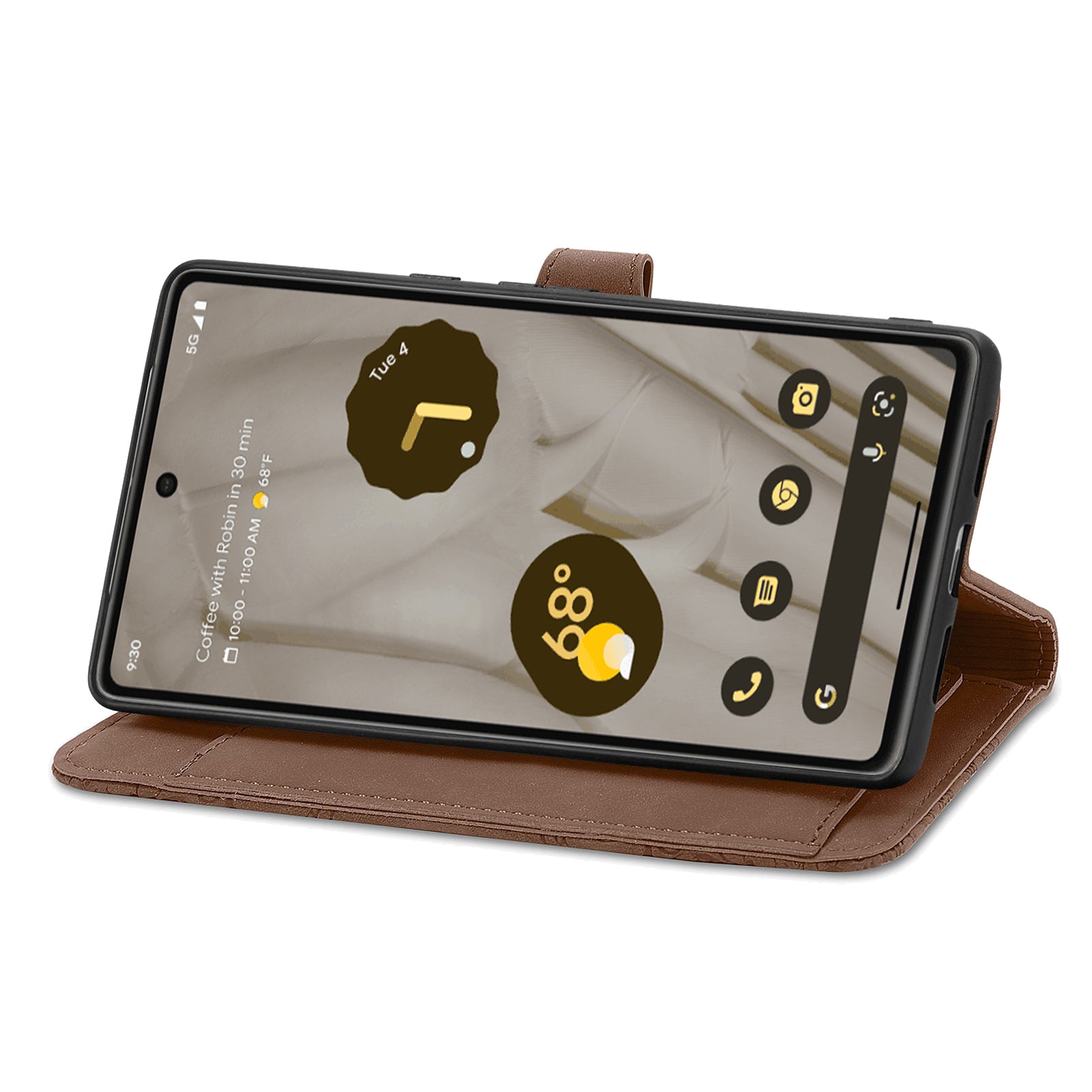 Protective Phone Cover For Google Pixel 7a Flower Imprinted Pattern PU Leather Zipper Pocket Drop-proof Phone Case with Wallet Stand