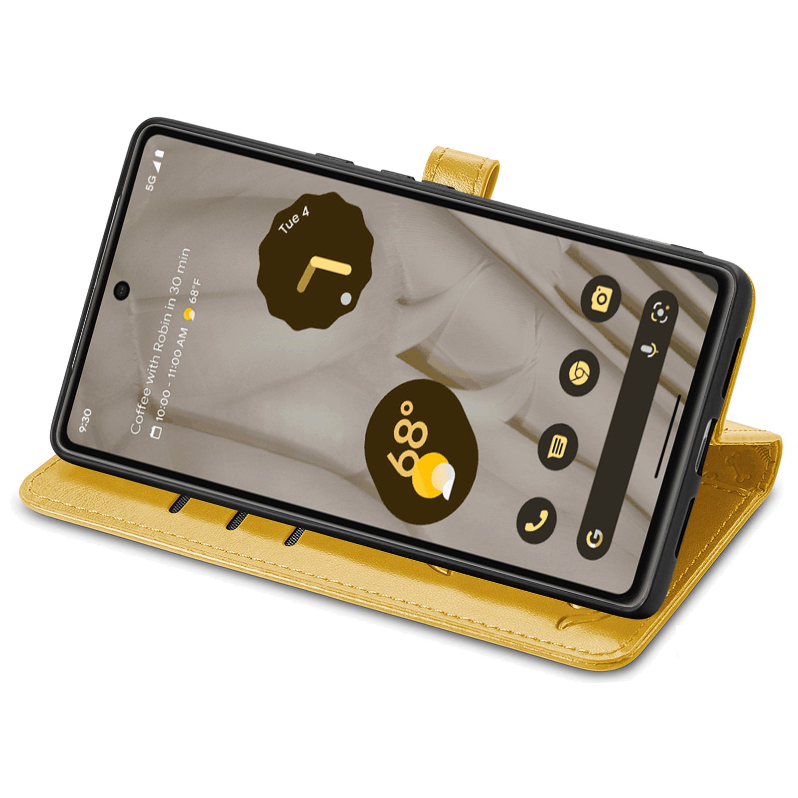 For Google Pixel 7a 5G PU Leather Wallet Cover Imprinted Cat Dog Pattern Drop Protection Phone Stand Case