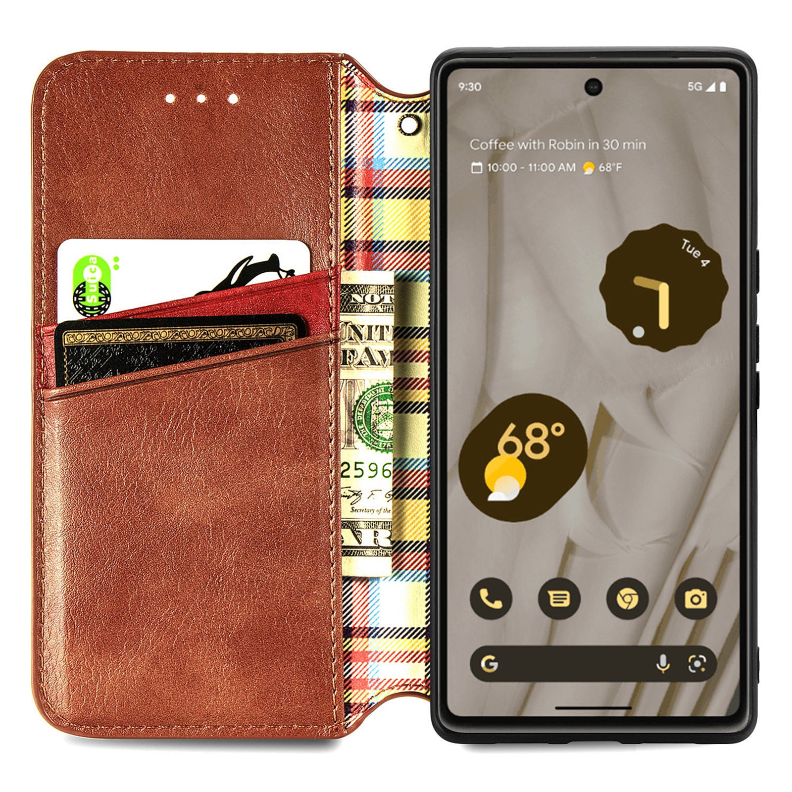 Flip Leather Phone Case For Google Pixel 7a Magnetic Auto-Absorbed Imprinting Rhombus Shockproof Phone Cover with Stand Wallet