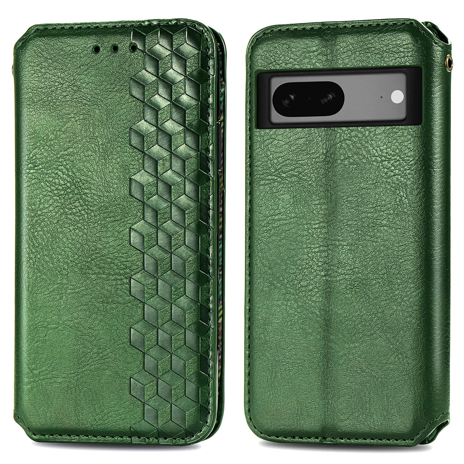 Flip Leather Phone Case For Google Pixel 7a Magnetic Auto-Absorbed Imprinting Rhombus Shockproof Phone Cover with Stand Wallet