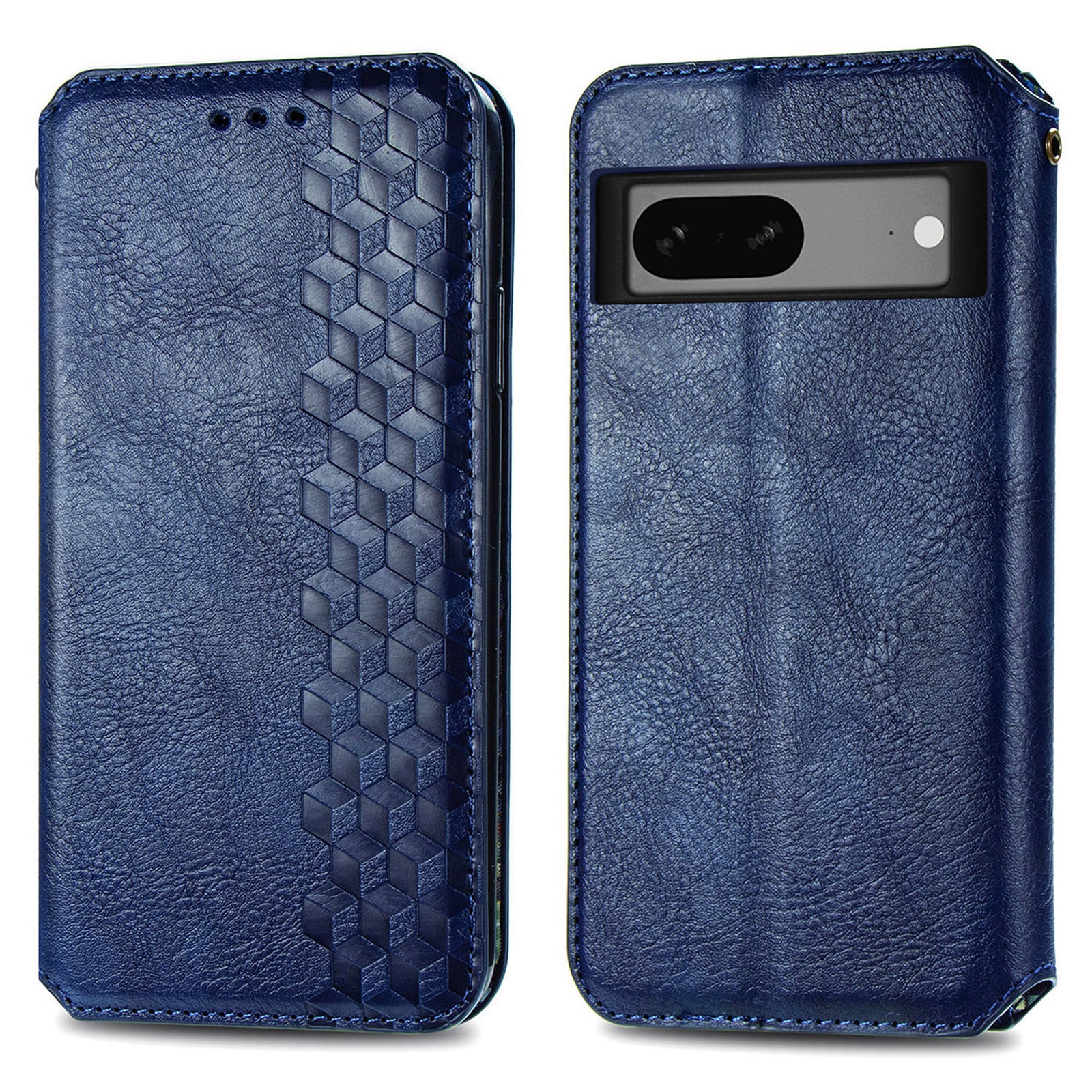 Flip Leather Phone Case For Google Pixel 7a Magnetic Auto-Absorbed Imprinting Rhombus Shockproof Phone Cover with Stand Wallet